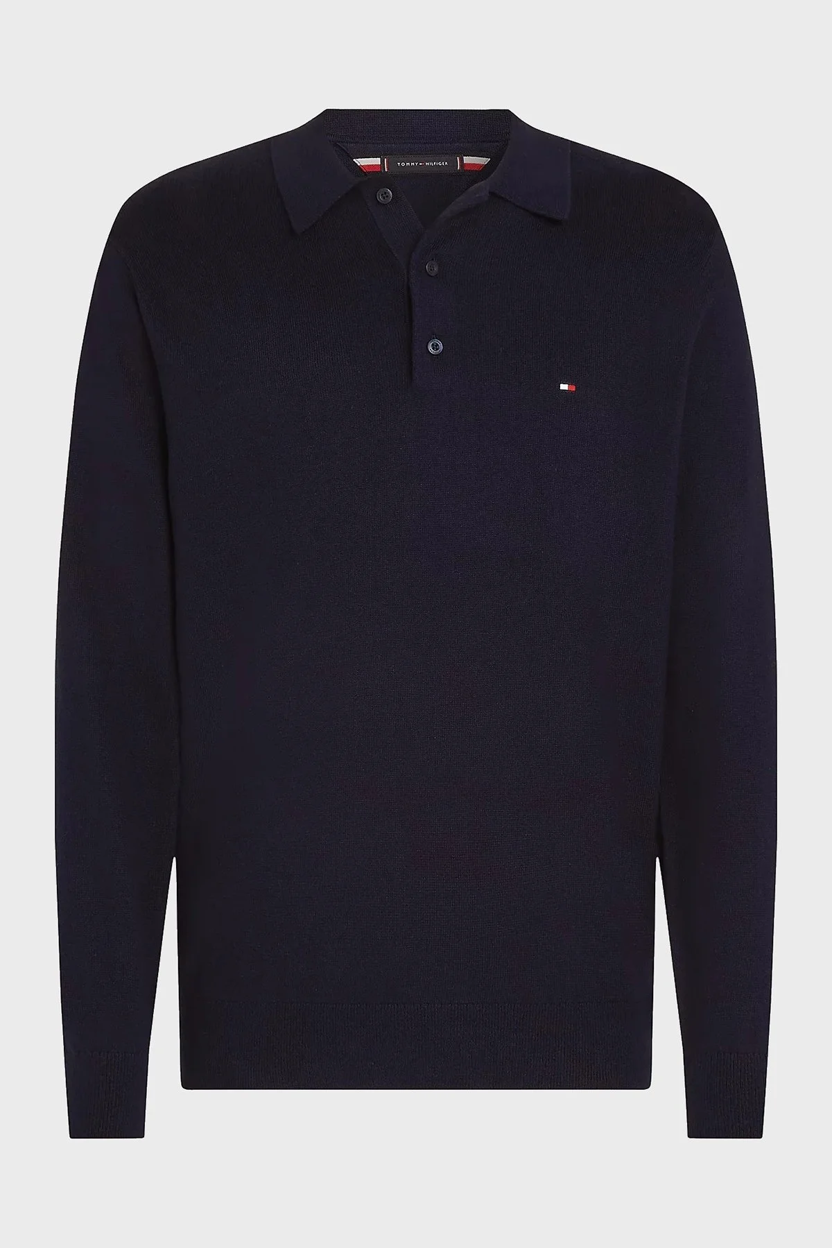 Tommy Hilfiger Pamuk ve Kaşmir Karışımlı Düğmeli Polo Yaka Erkek Kazak MW0MW36519 DW5 LACİVERT - 5