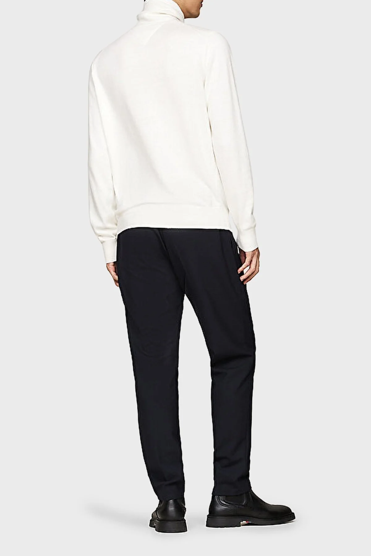 Tommy Hilfiger Pamuk ve Kaşmir Karışımlı Regular Fit Balıkçı Yaka Erkek Kazak MW0MW28048 YBI BEYAZ - 8