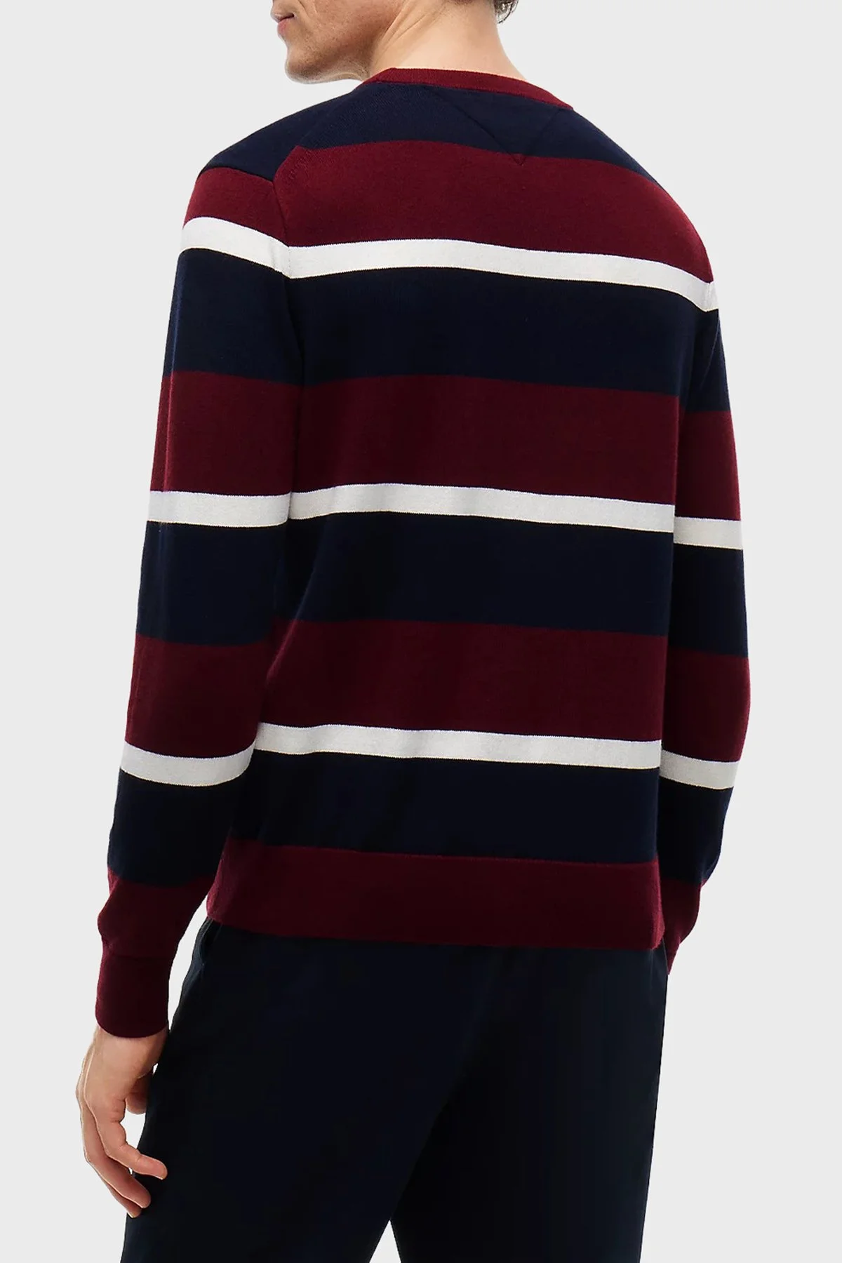 Tommy Hilfiger Pamuk ve Kaşmir Karışımlı Regular Fit Bisiklet Yaka Erkek Kazak MW0MW28046 0A7 Bordo-lacivert - 3