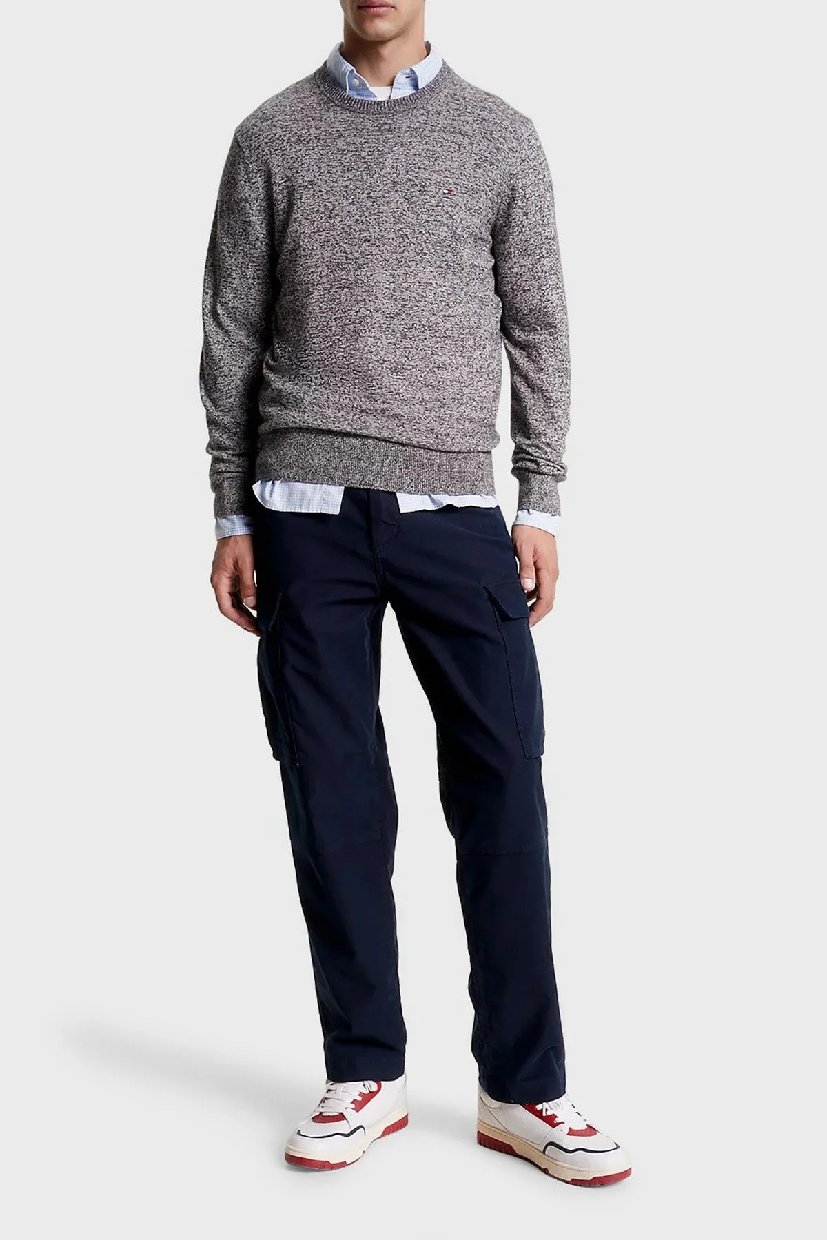 Tommy Hilfiger Pamuk ve Kaşmir Karışımlı Regular Fit Bisiklet Yaka Erkek Kazak MW0MW28046 0F9 ANTRASİT - 2
