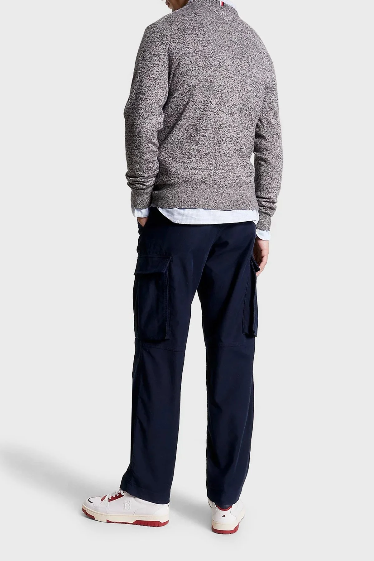 Tommy Hilfiger Pamuk ve Kaşmir Karışımlı Regular Fit Bisiklet Yaka Erkek Kazak MW0MW28046 0F9 ANTRASİT - 4