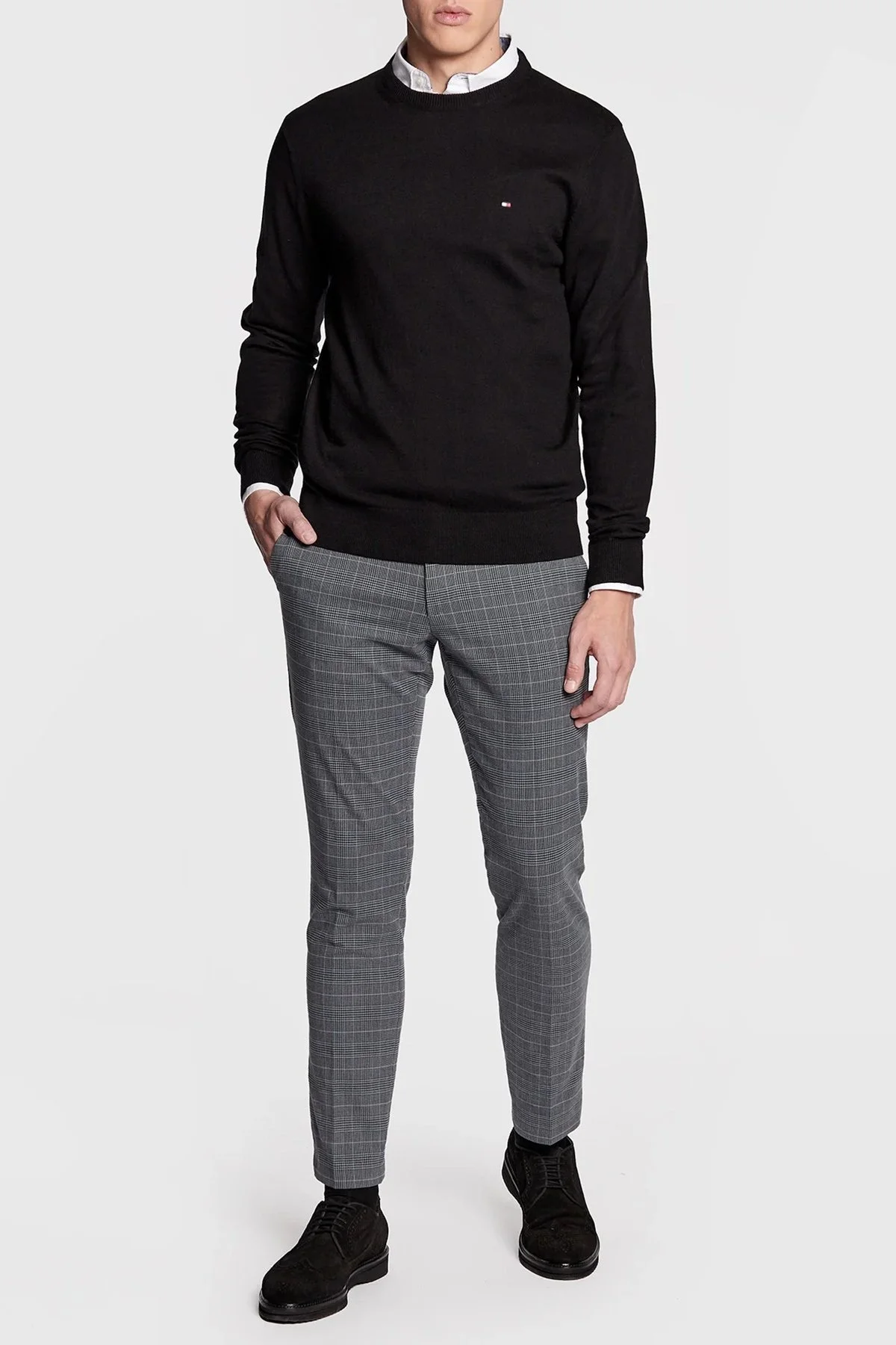 Tommy Hilfiger Pamuk ve Kaşmir Karışımlı Regular Fit Bisiklet Yaka Erkek Kazak MW0MW28046 BDS SİYAH - 3