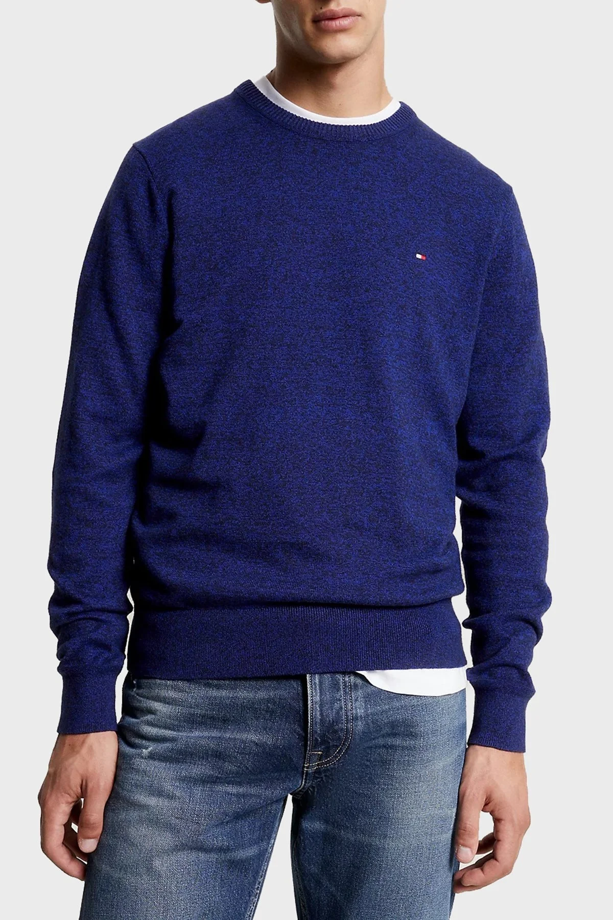 Tommy Hilfiger Pamuk ve Kaşmir Karışımlı Regular Fit Bisiklet Yaka Erkek Kazak MW0MW28046 C9L LACİVERT - 1