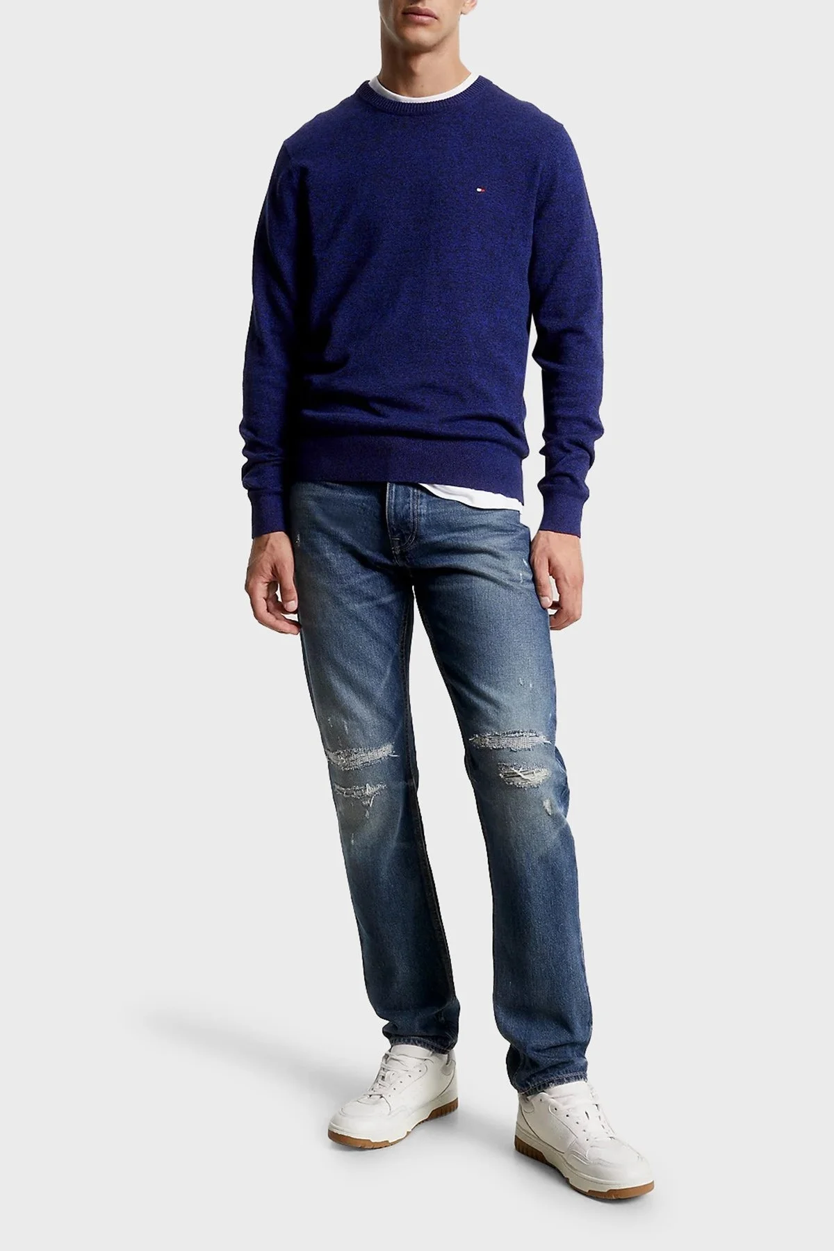 Tommy Hilfiger Pamuk ve Kaşmir Karışımlı Regular Fit Bisiklet Yaka Erkek Kazak MW0MW28046 C9L LACİVERT - 2