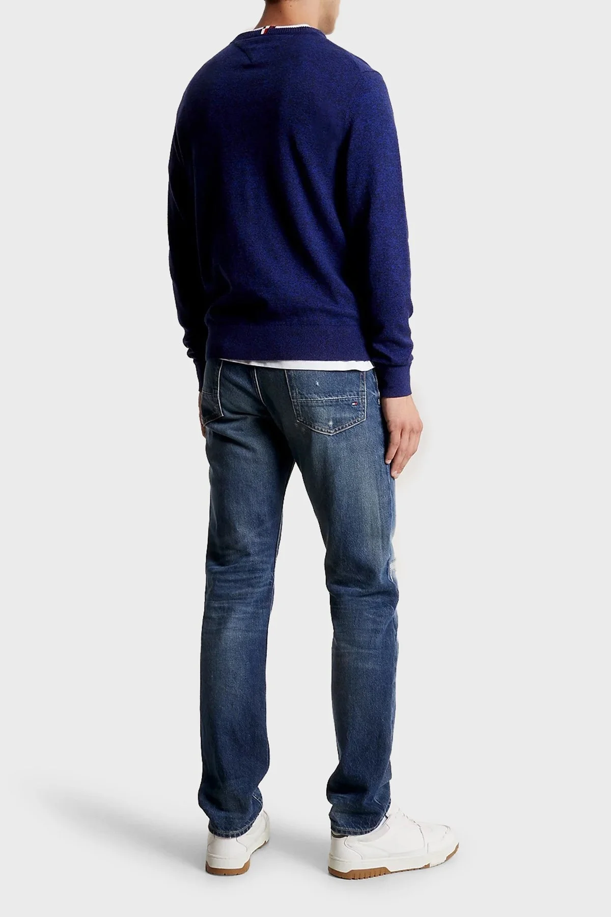 Tommy Hilfiger Pamuk ve Kaşmir Karışımlı Regular Fit Bisiklet Yaka Erkek Kazak MW0MW28046 C9L LACİVERT - 4