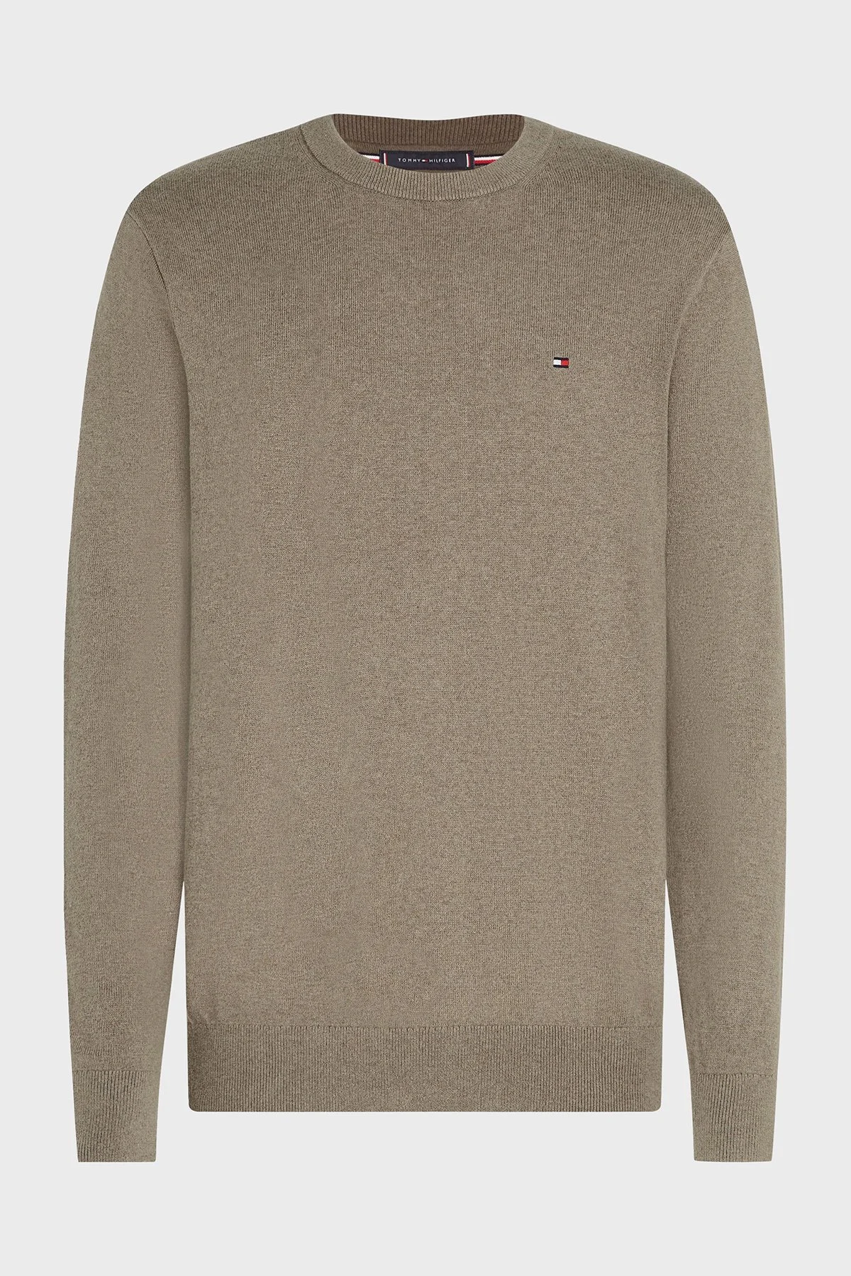 Tommy Hilfiger Pamuk ve Kaşmir Karışımlı Regular Fit Bisiklet Yaka Erkek Kazak MW0MW28046 HI3 KAHVE - 5