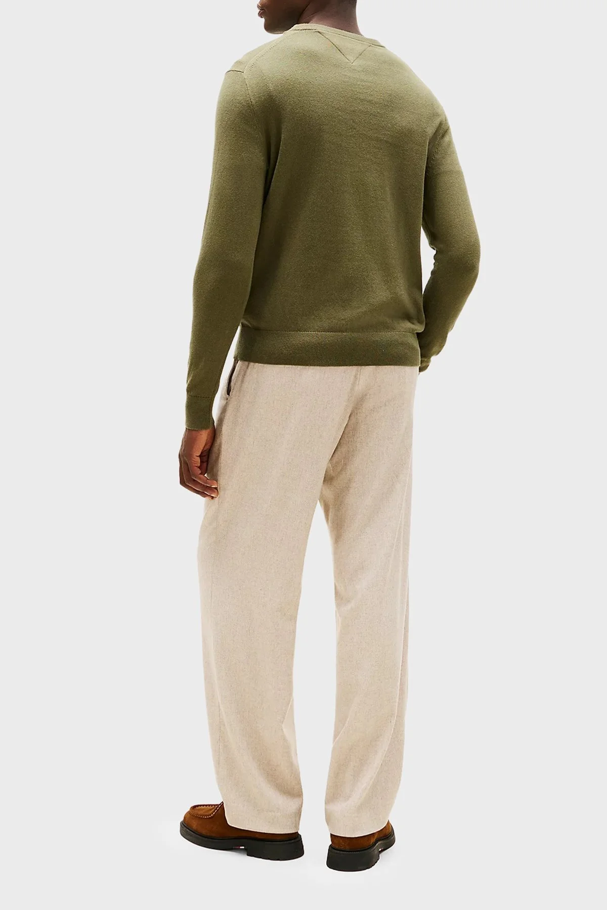 Tommy Hilfiger Pamuk ve Kaşmir Karışımlı Regular Fit Bisiklet Yaka Erkek Kazak MW0MW28046 MT1 YEŞİL - 3