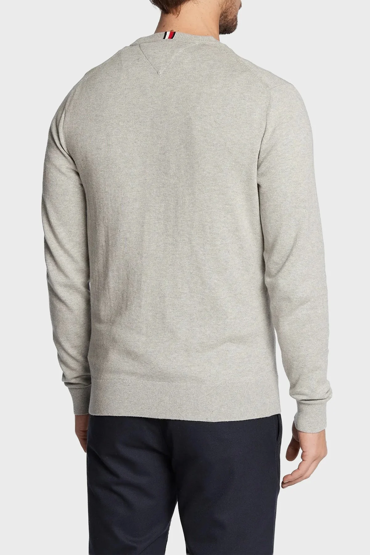 Tommy Hilfiger Pamuk ve Kaşmir Karışımlı Regular Fit Bisiklet Yaka Erkek Kazak MW0MW28046 P01 GRİ - 4