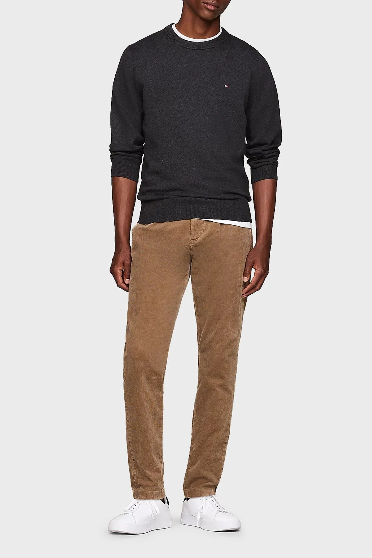 Tommy Hilfiger Pamuk ve Kaşmir Karışımlı Regular Fit Bisiklet Yaka Erkek Kazak MW0MW28046 P92 GRİ - 7