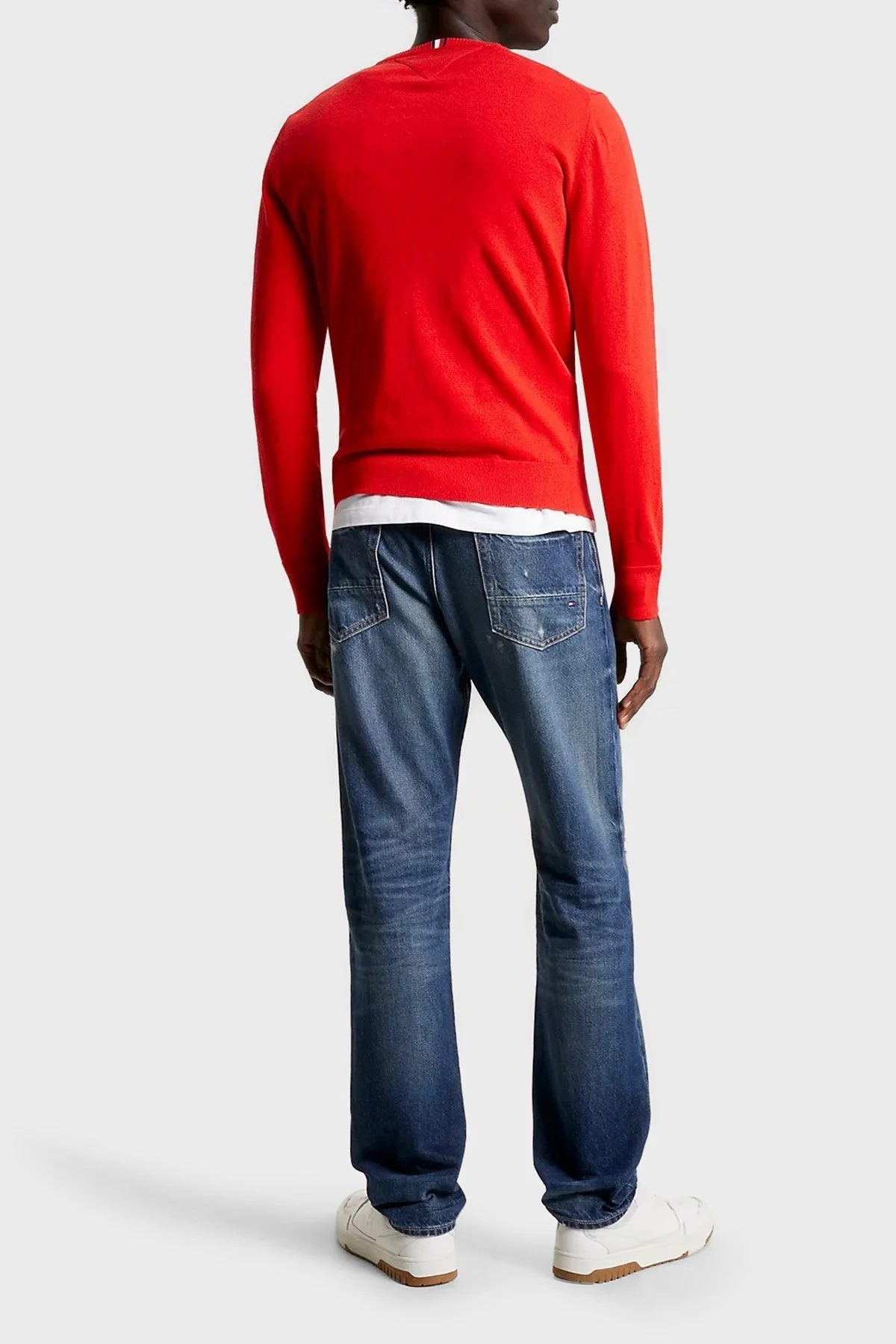 Tommy Hilfiger Pamuk ve Kaşmir Karışımlı Regular Fit Bisiklet Yaka Erkek Kazak MW0MW28046 SNE KIRMIZI - 3