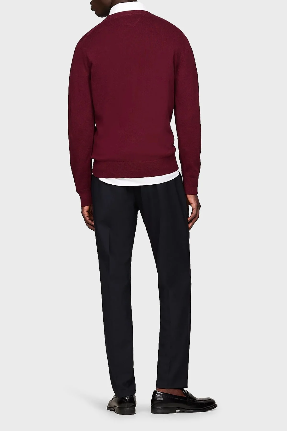 Tommy Hilfiger Pamuk ve Kaşmir Karışımlı Regular Fit Bisiklet Yaka Erkek Kazak MW0MW28046 VLP BORDO - 2