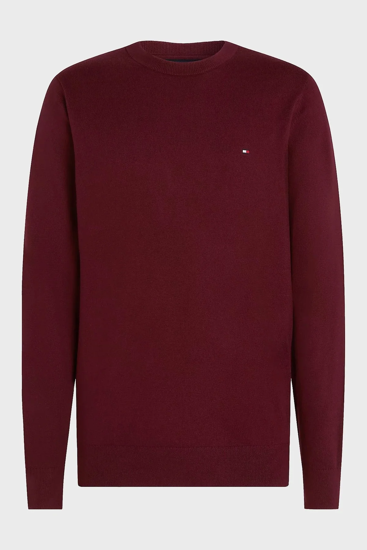 Tommy Hilfiger Pamuk ve Kaşmir Karışımlı Regular Fit Bisiklet Yaka Erkek Kazak MW0MW28046 VLP BORDO - 5