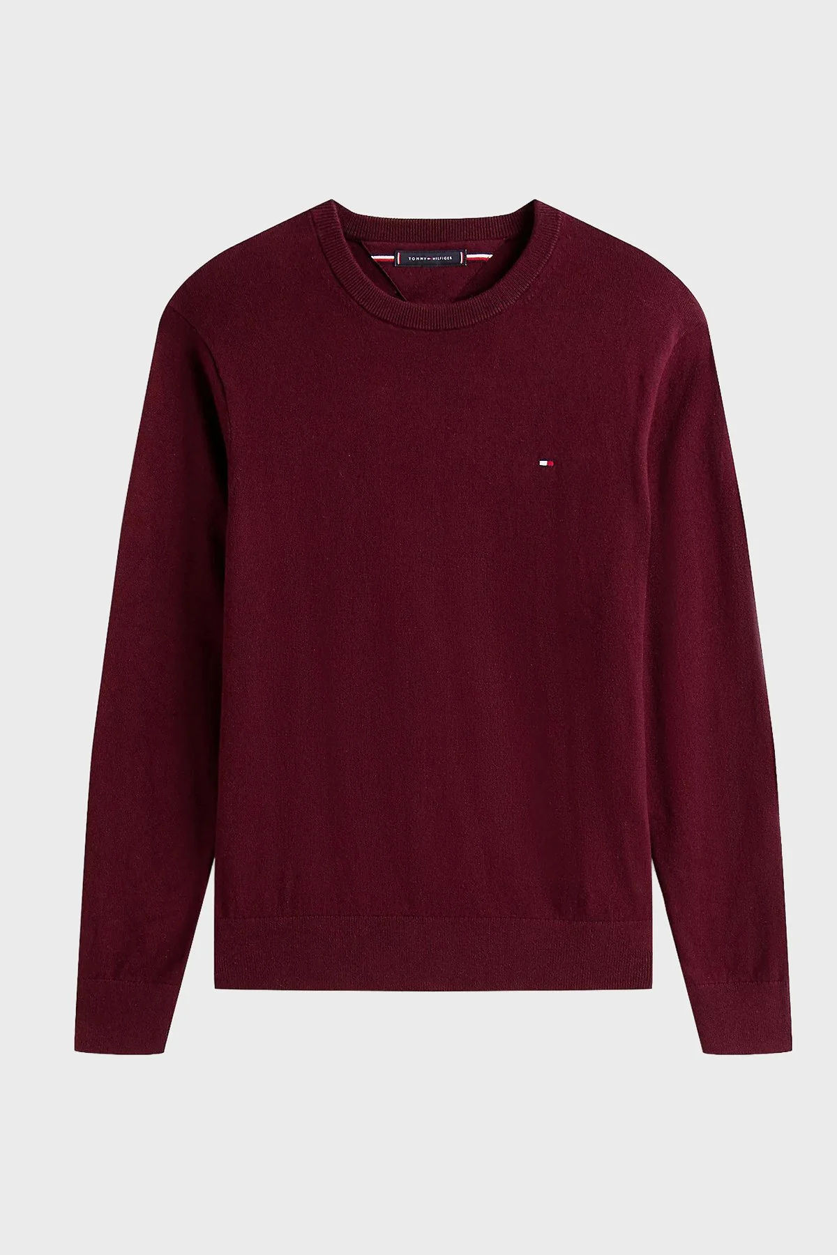 Tommy Hilfiger Pamuk ve Kaşmir Karışımlı Regular Fit Bisiklet Yaka Erkek Kazak MW0MW28046 XIH BORDO - 4