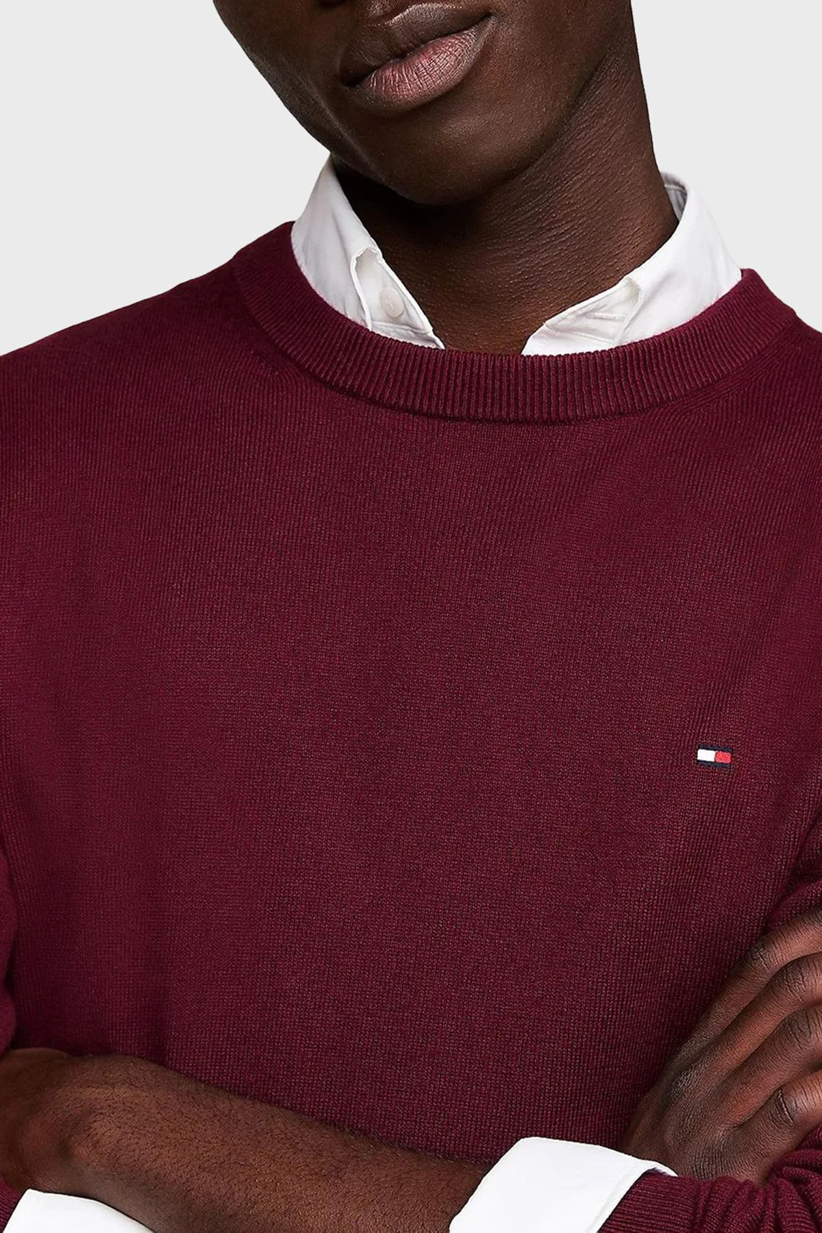 Tommy Hilfiger Pamuk ve Kaşmir Karışımlı Regular Fit Bisiklet Yaka Erkek Kazak MW0MW28046 XIT KIRMIZI - 3