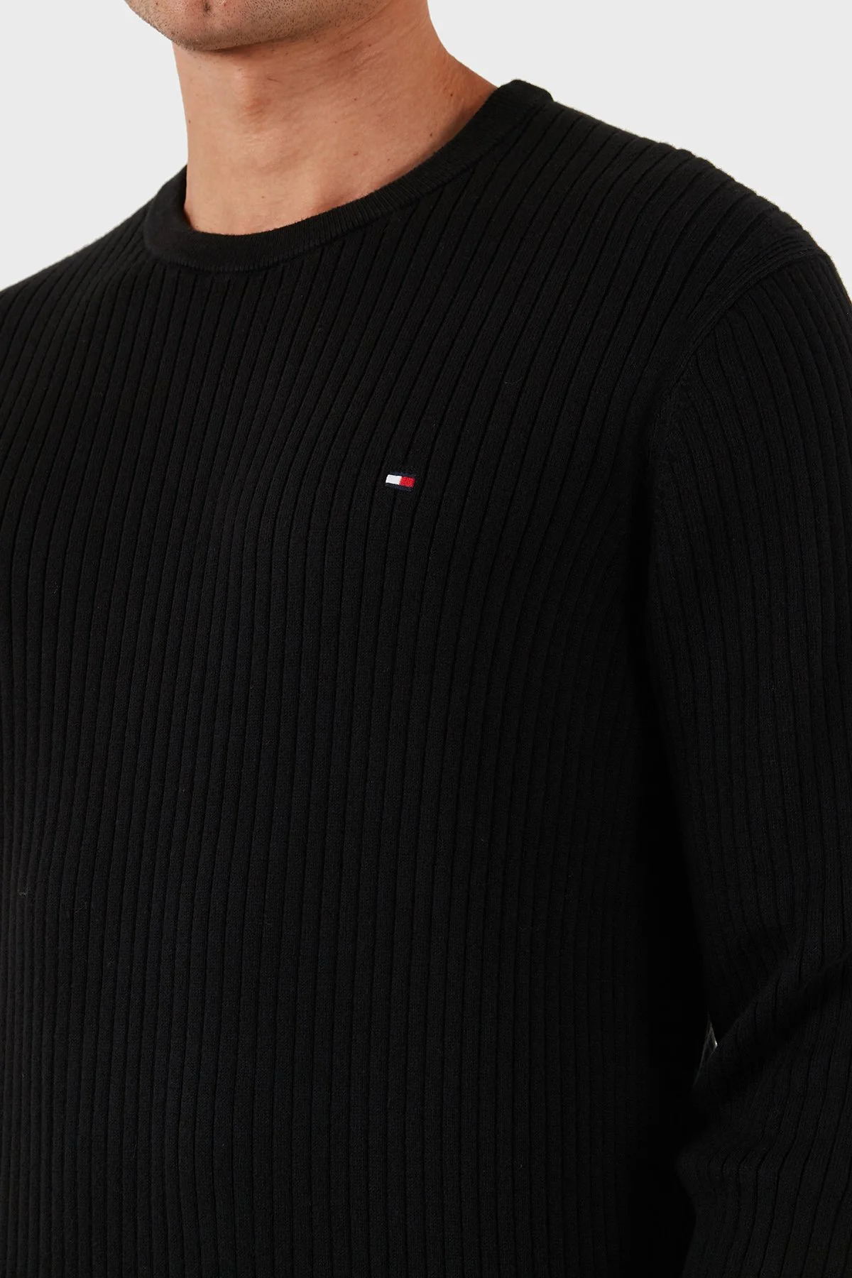 Tommy Hilfiger Pamuk ve Kaşmir Karışımlı Regular Fit Bisiklet Yaka Erkek Kazak MW0MW40449 BDS SİYAH - 6