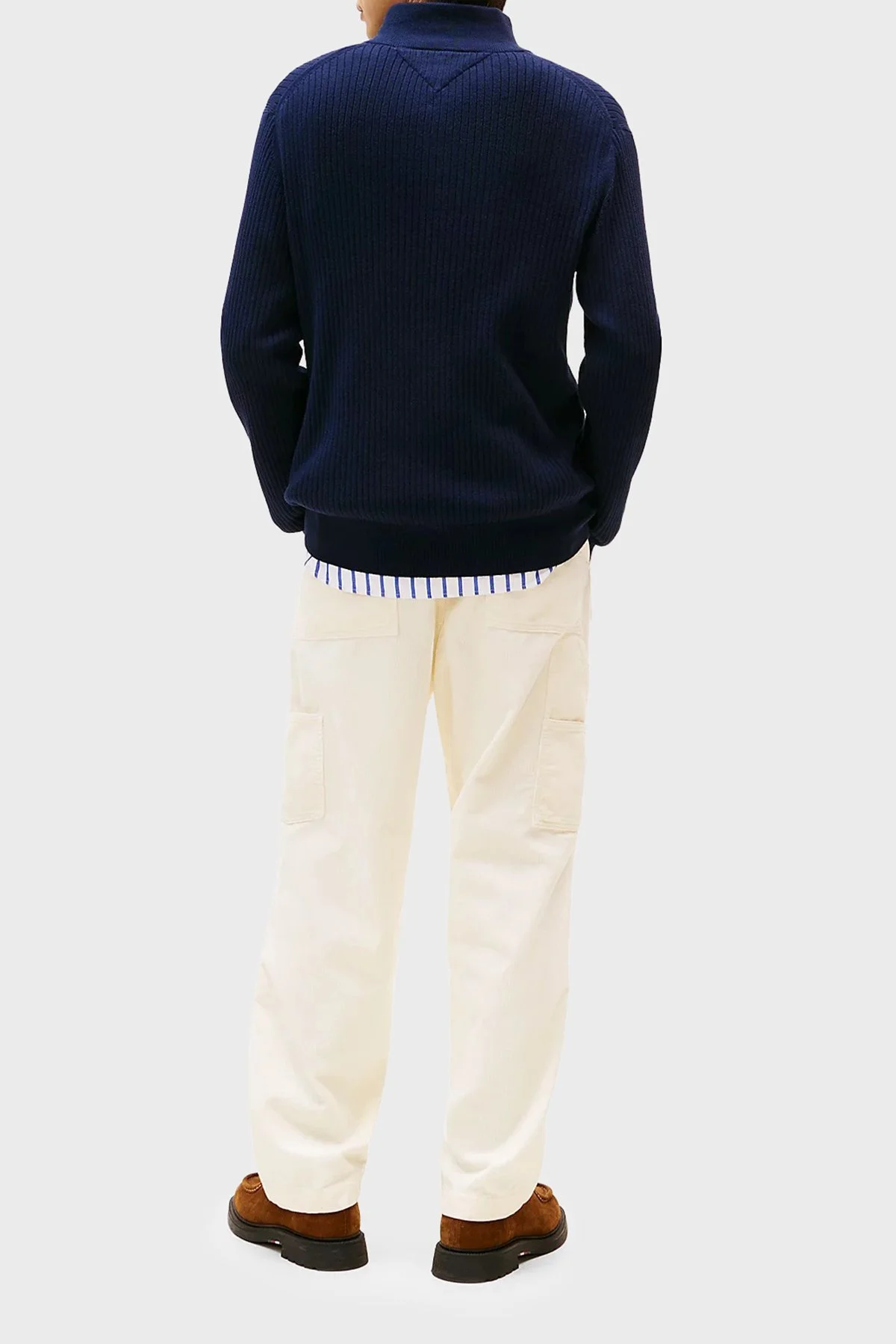 Tommy Hilfiger Pamuk ve Kaşmir Karışımlı Regular Fit Dik Yaka Erkek Kazak MW0MW40448 DW5 LACİVERT - 3