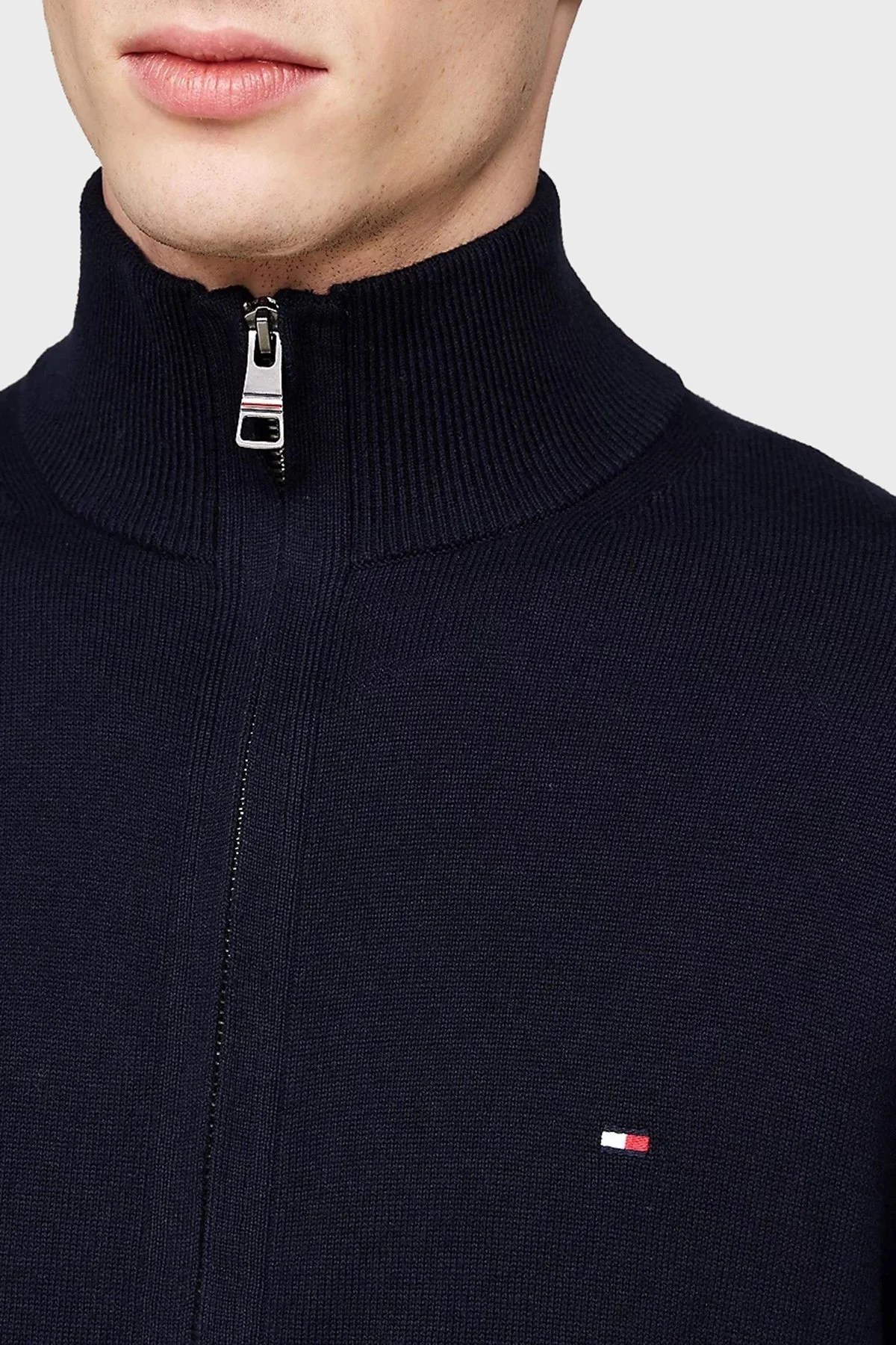 Tommy Hilfiger Pamuk ve Kaşmir Karışımlı Regular Fit Fermuarlı Erkek Hırka MW0MW28050 DW5 LACİVERT - 9