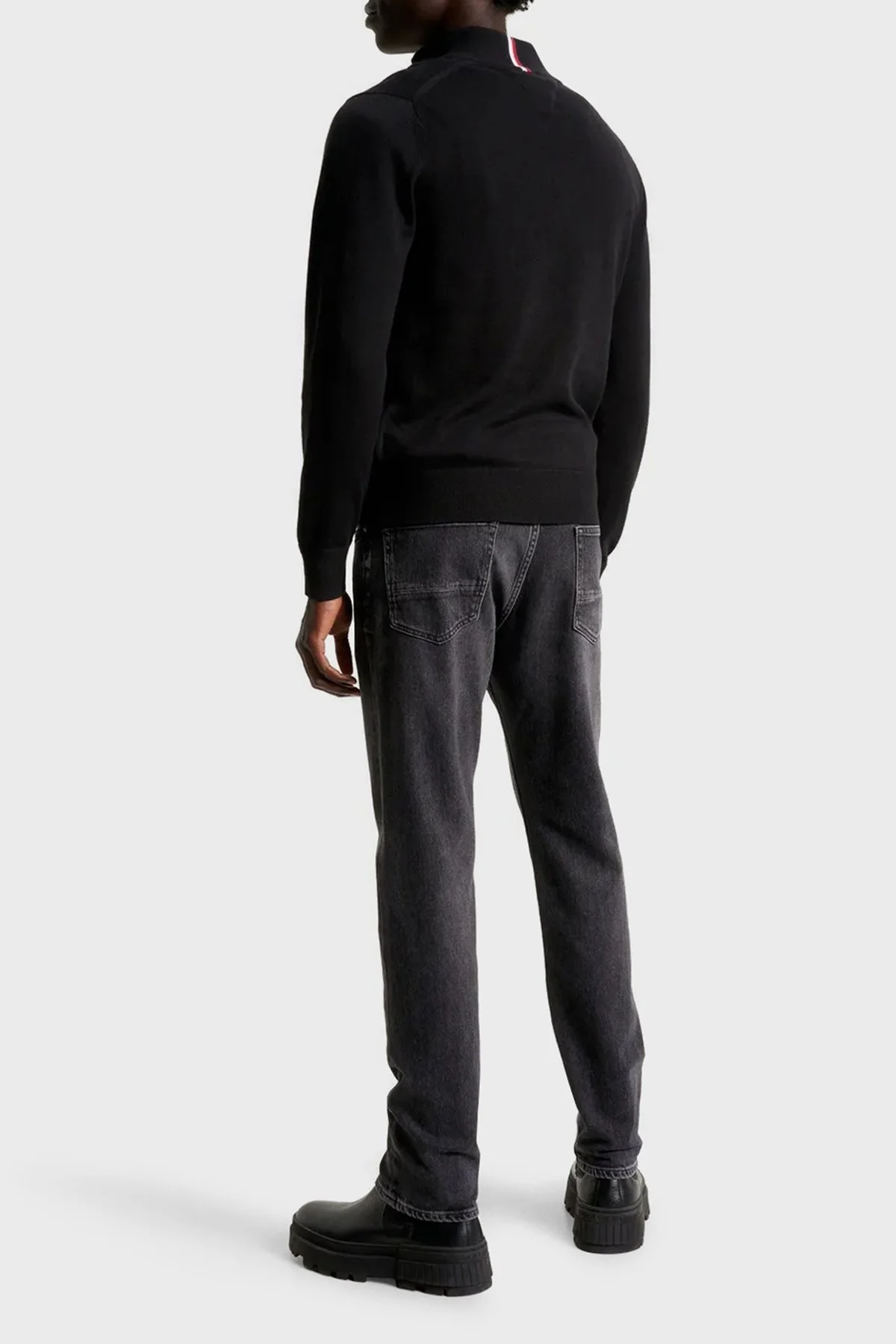 Tommy Hilfiger Pamuk ve Kaşmir Karışımlı Regular Fit Yarım Fermuarlı Erkek Kazak MW0MW28049 BDS SİYAH - 3