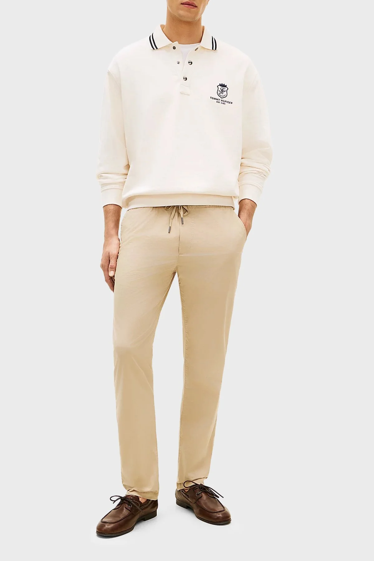 Tommy Hilfiger Pamuklu Bağlamalı Normal Bel Düz Paça Erkek Pantolon MW0MW42340 RBT KUM - 1