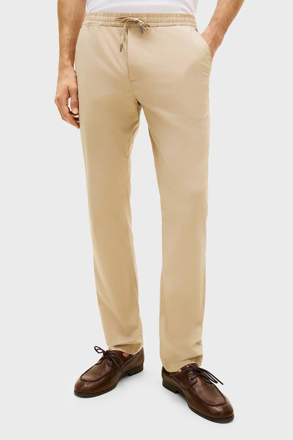 Tommy Hilfiger Pamuklu Bağlamalı Normal Bel Düz Paça Erkek Pantolon MW0MW42340 RBT KUM - 2