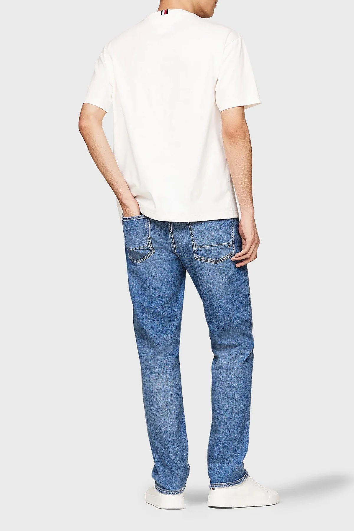 Tommy Hilfiger Pamuklu Bisiklet Yaka Erkek T Shirt MW0MW35453 YBH BEYAZ - 2