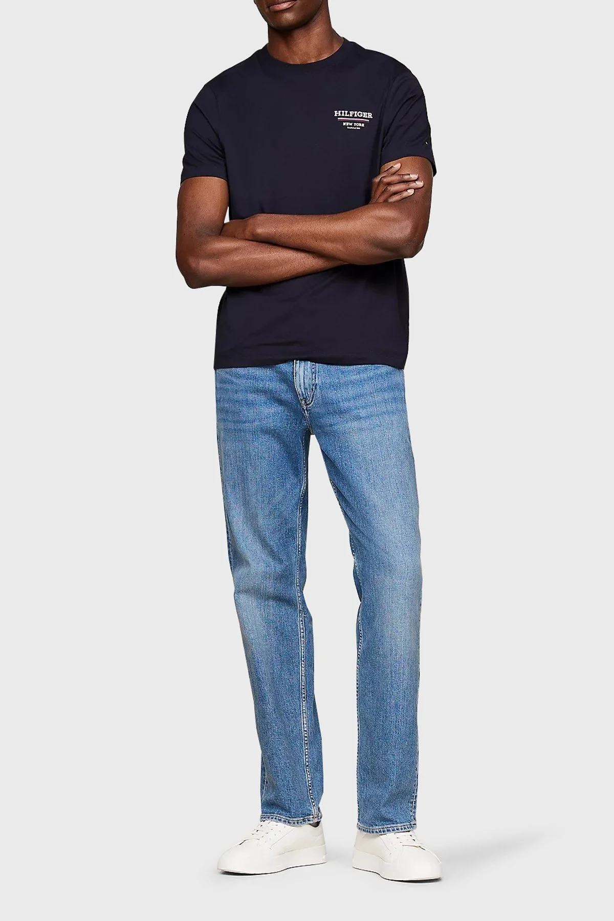 Tommy Hilfiger Pamuklu Bisiklet Yaka Erkek T Shirt MW0MW36208 DW5 LACİVERT - 3