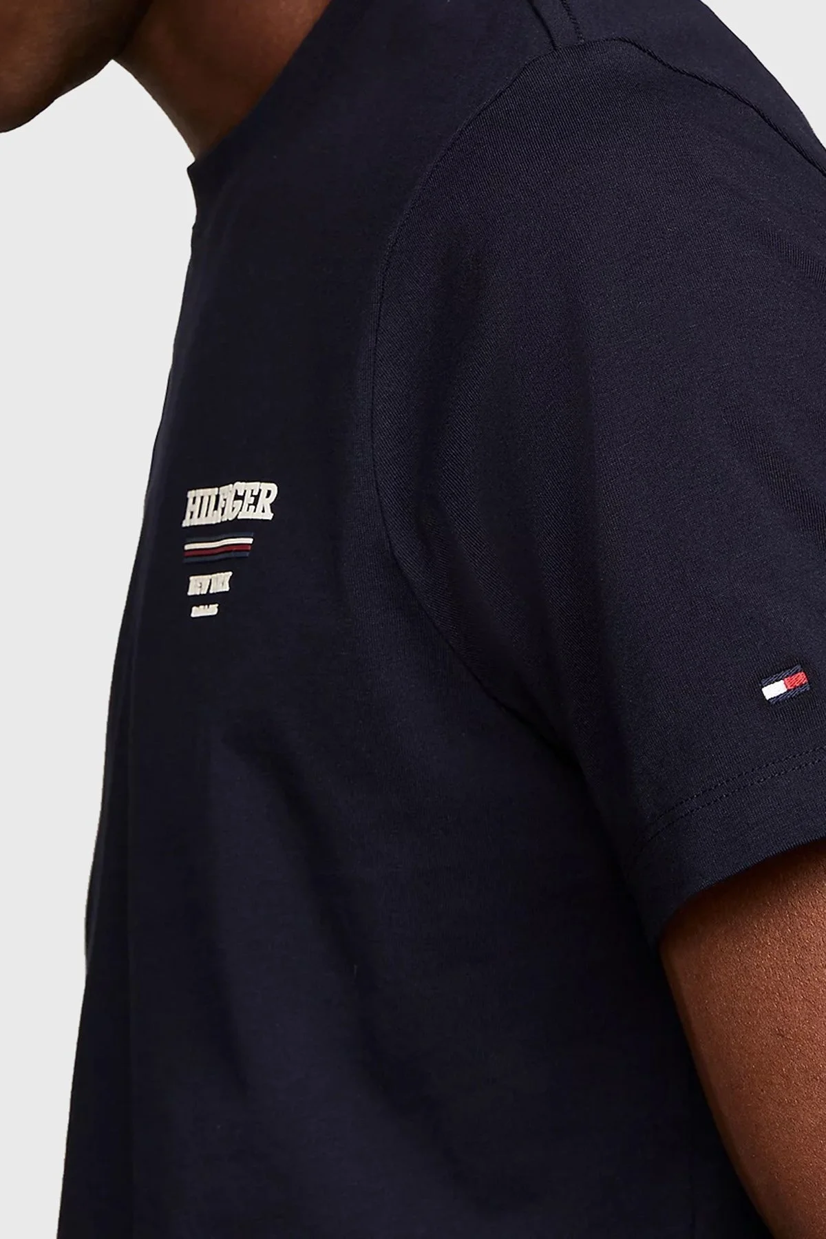 Tommy Hilfiger Pamuklu Bisiklet Yaka Erkek T Shirt MW0MW36208 DW5 LACİVERT - 4