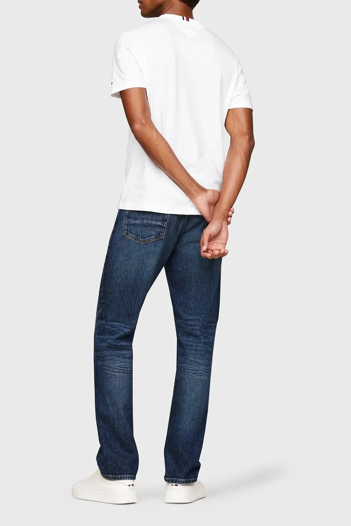 Tommy Hilfiger Pamuklu Bisiklet Yaka Erkek T Shirt MW0MW36208 YBR BEYAZ - 2