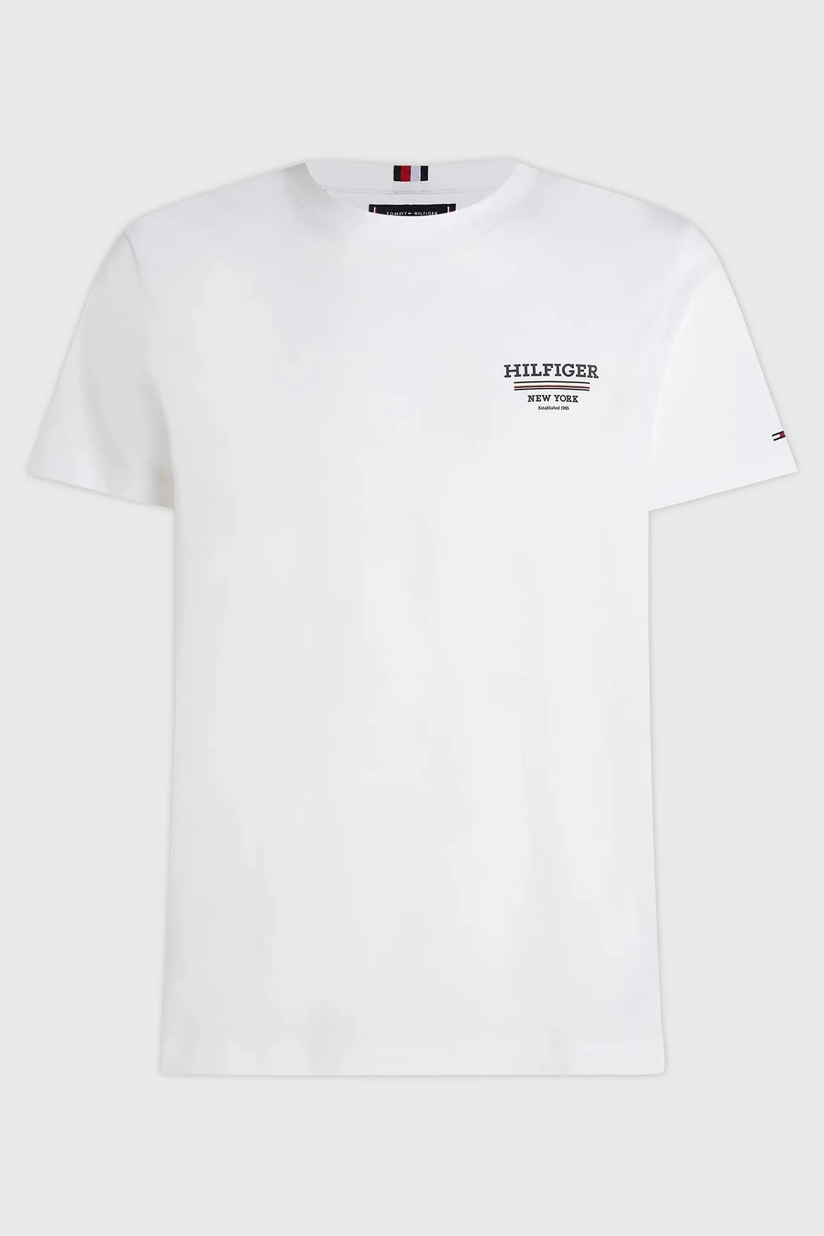 Tommy Hilfiger Pamuklu Bisiklet Yaka Erkek T Shirt MW0MW36208 YBR BEYAZ - 5