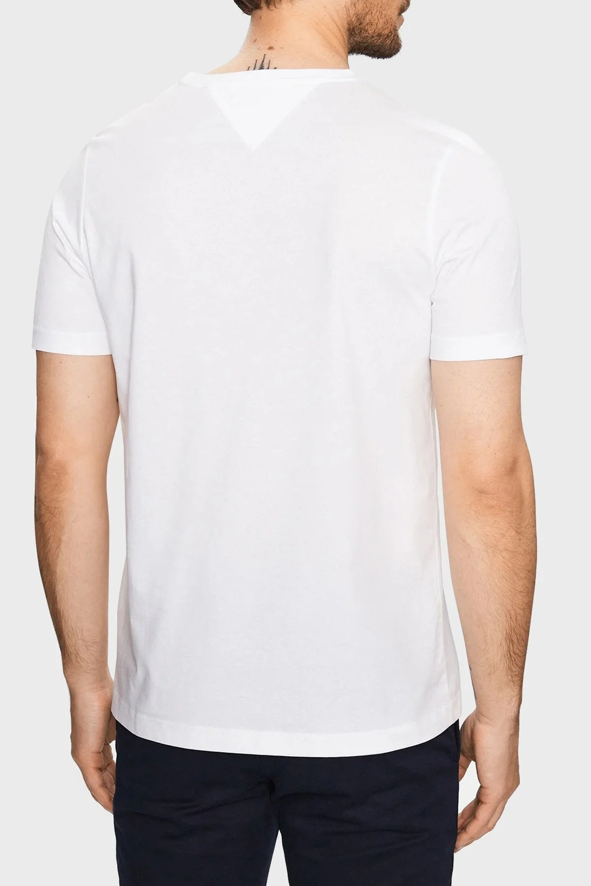 Tommy Hilfiger Pamuklu Bisiklet Yaka Regular Fit Erkek T Shirt MW0MW32118 YBR BEYAZ - 3