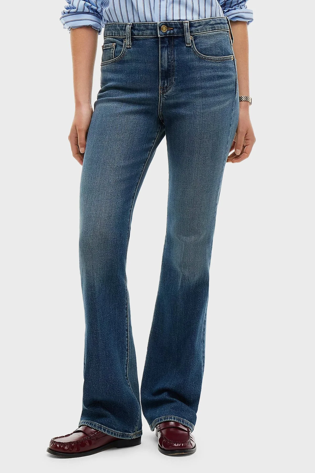 Tommy Hilfiger Pamuklu Bootcut Fit Normal Bel Jeans Kadın Kot Pantolon WW0WW52183 1A8 Mavi - 1