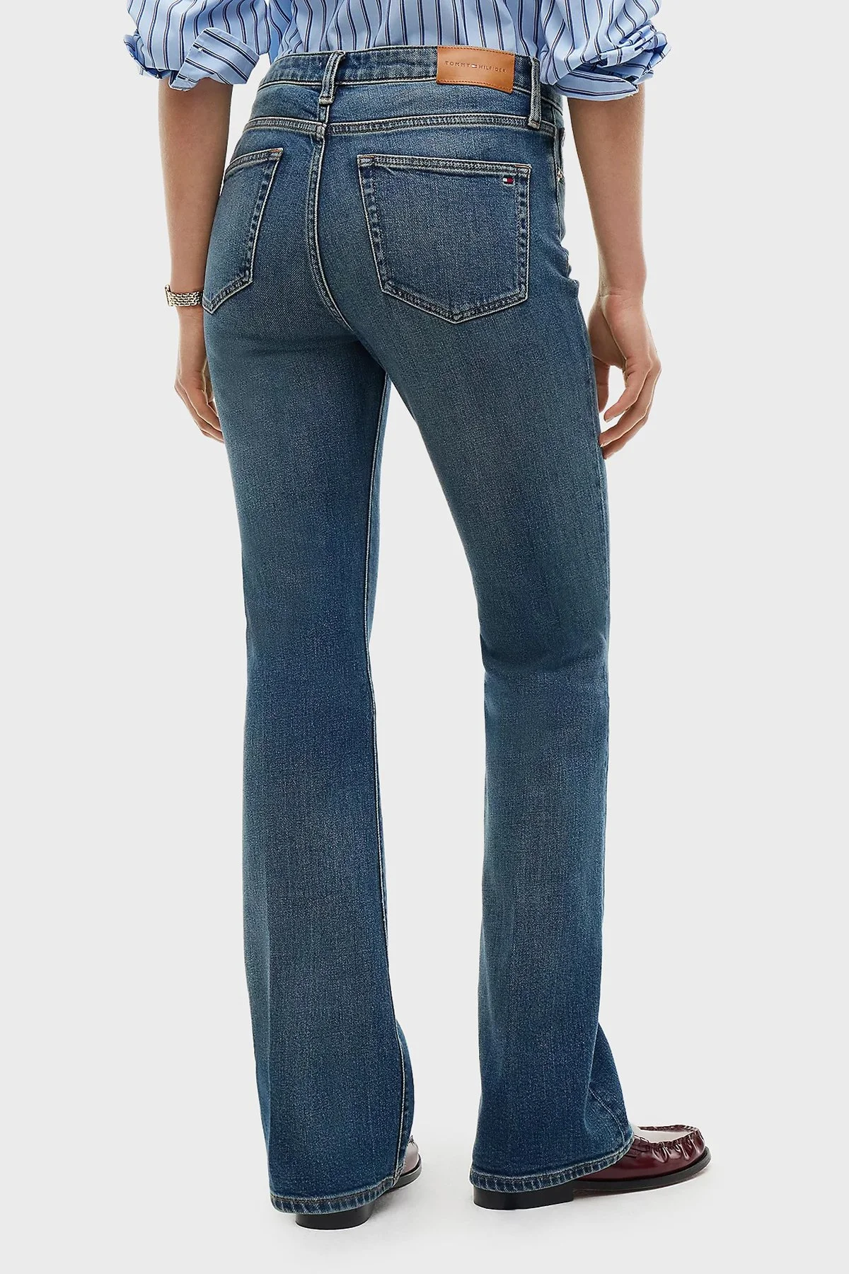 Tommy Hilfiger Pamuklu Bootcut Fit Normal Bel Jeans Kadın Kot Pantolon WW0WW52183 1A8 Mavi - 3