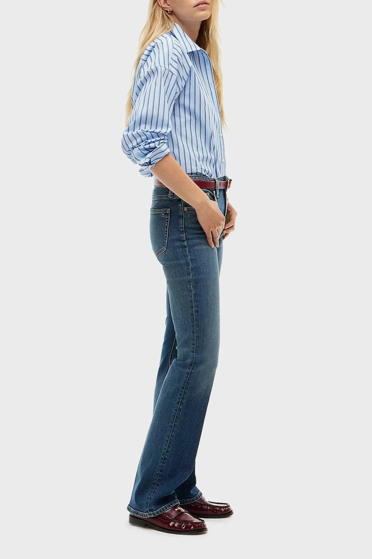 Tommy Hilfiger Pamuklu Bootcut Fit Normal Bel Jeans Kadın Kot Pantolon WW0WW52183 1A8 Mavi - 4
