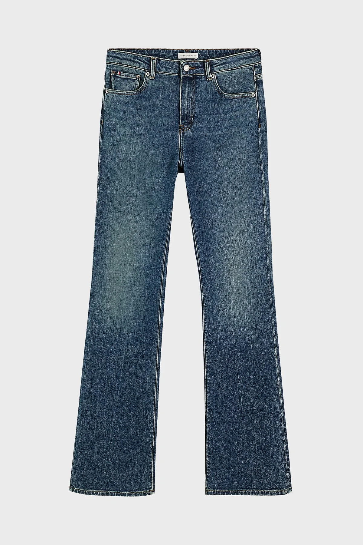 Tommy Hilfiger Pamuklu Bootcut Fit Normal Bel Jeans Kadın Kot Pantolon WW0WW52183 1A8 Mavi - 7