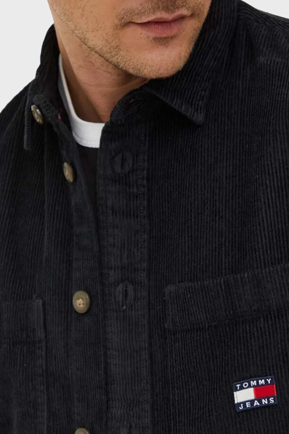 Tommy Hilfiger Pamuklu Cepli Regular Fit Fitilli Kadife Erkek Gömlek DM0DM16600 BDS SİYAH - 4