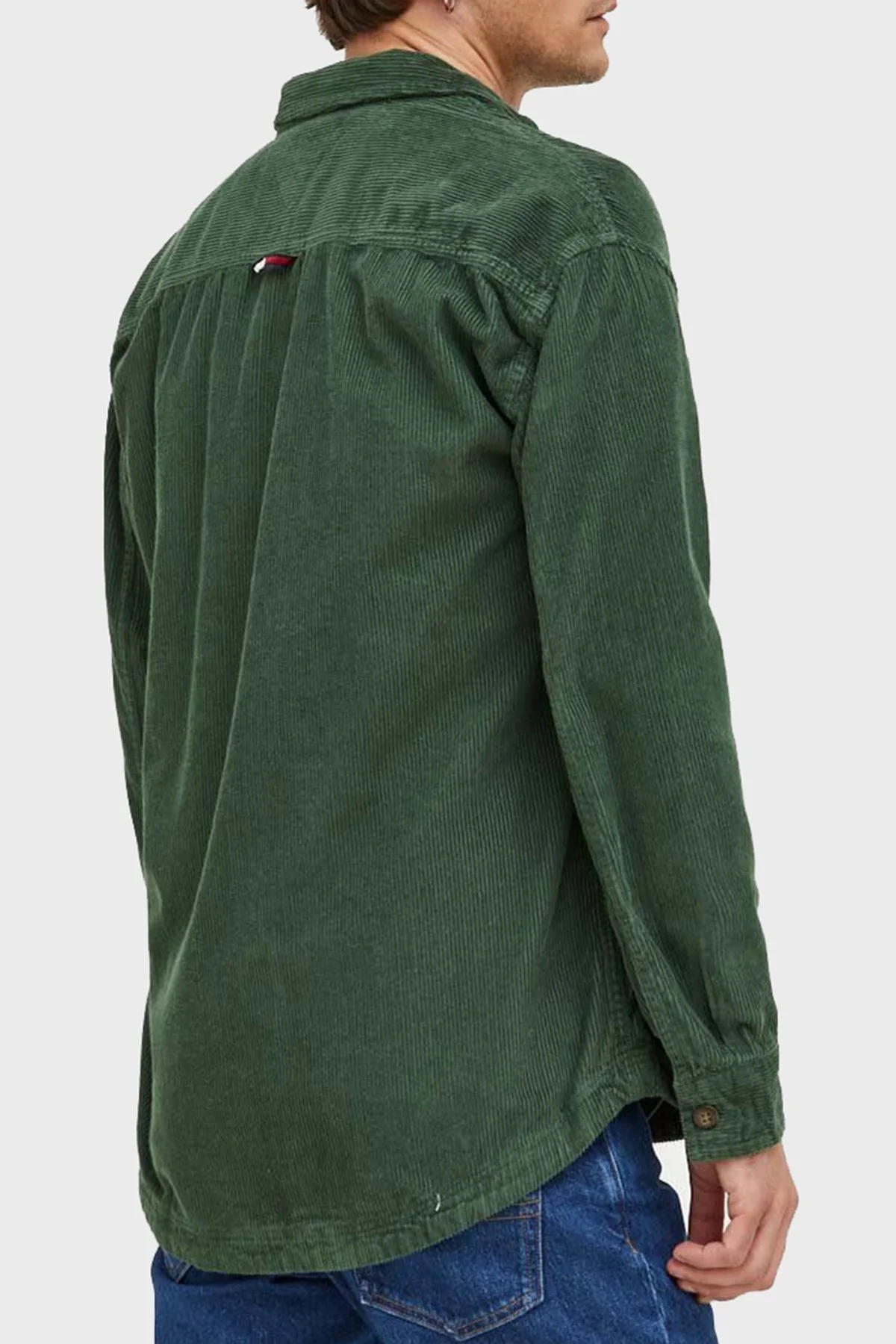 Tommy Hilfiger Pamuklu Cepli Regular Fit Fitilli Kadife Erkek Gömlek DM0DM16600 L2M YEŞİL - 2