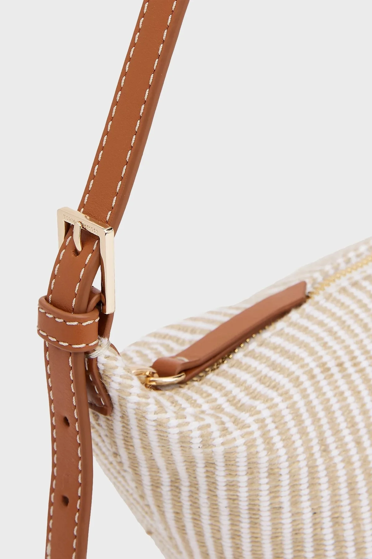 Tommy Hilfiger Pamuklu Çizgili Ayarlanabilir Askılı Bayan Çanta AW0AW17177 0F4 BEJ - 4