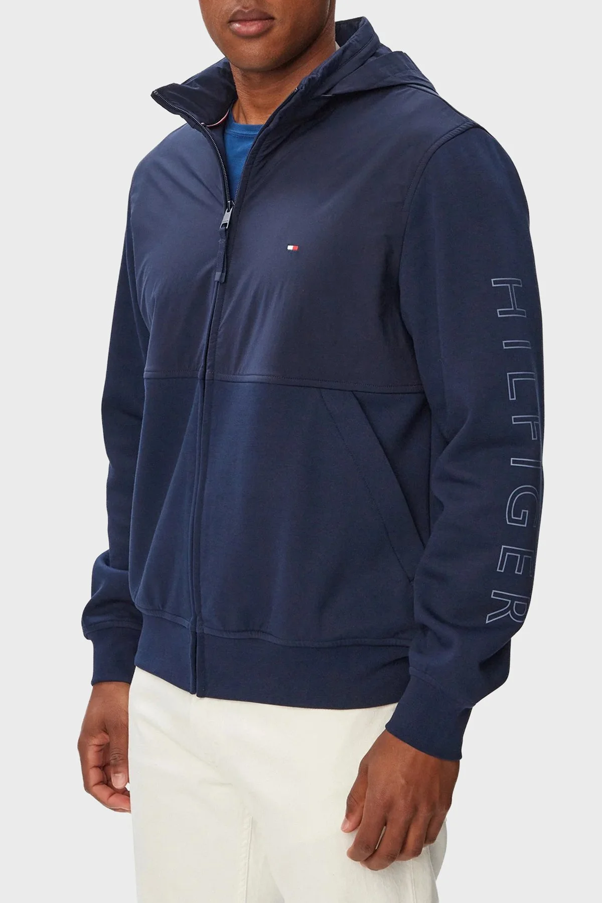 Tommy Hilfiger Pamuklu Dik Yaka Regular Fit Erkek Sweat MW0MW43443 DCC Lacivert - 1