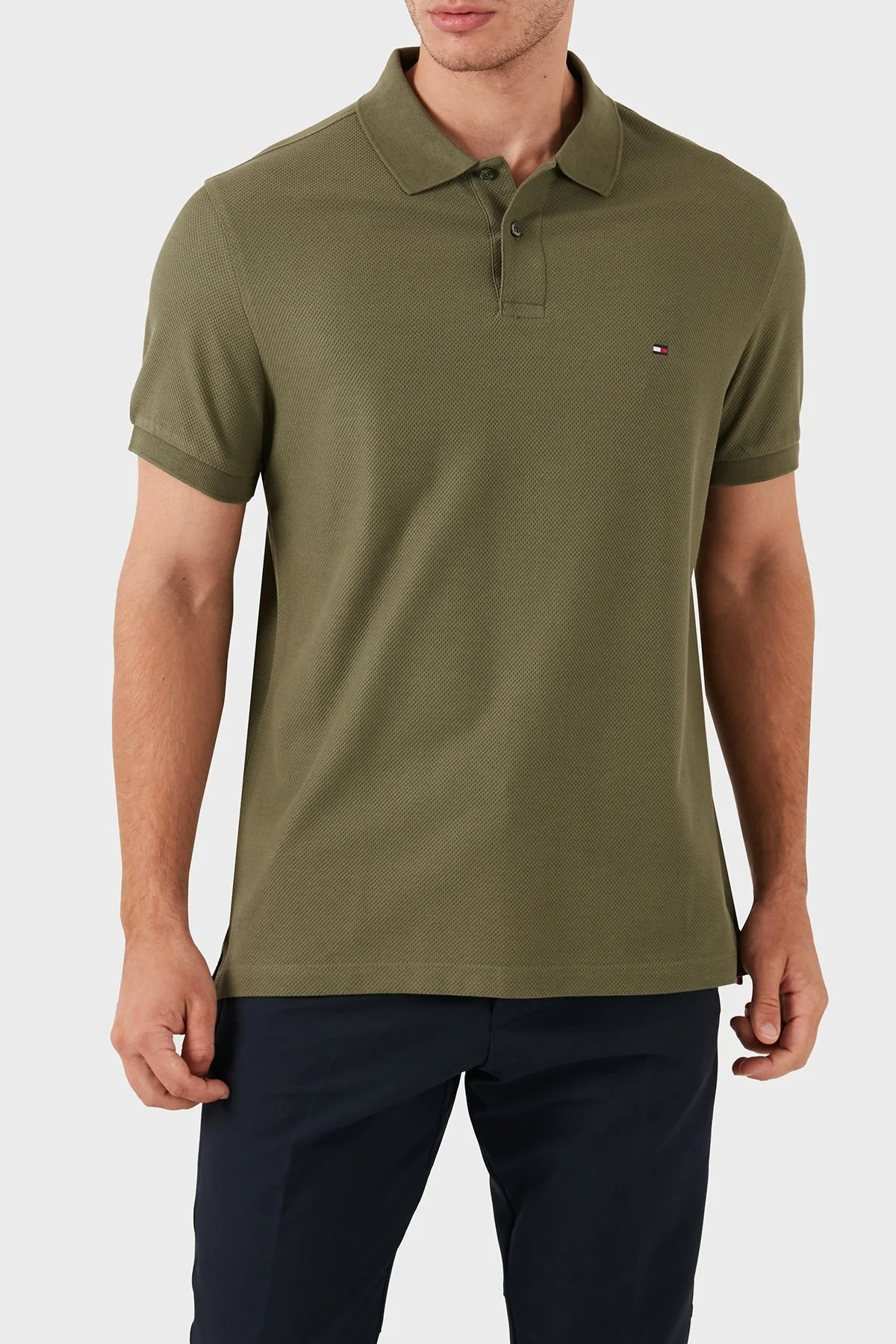 Tommy Hilfiger Pamuklu Erkek Polo Yaka T Shirt MW0MW35626 MSH YEŞİL - 1