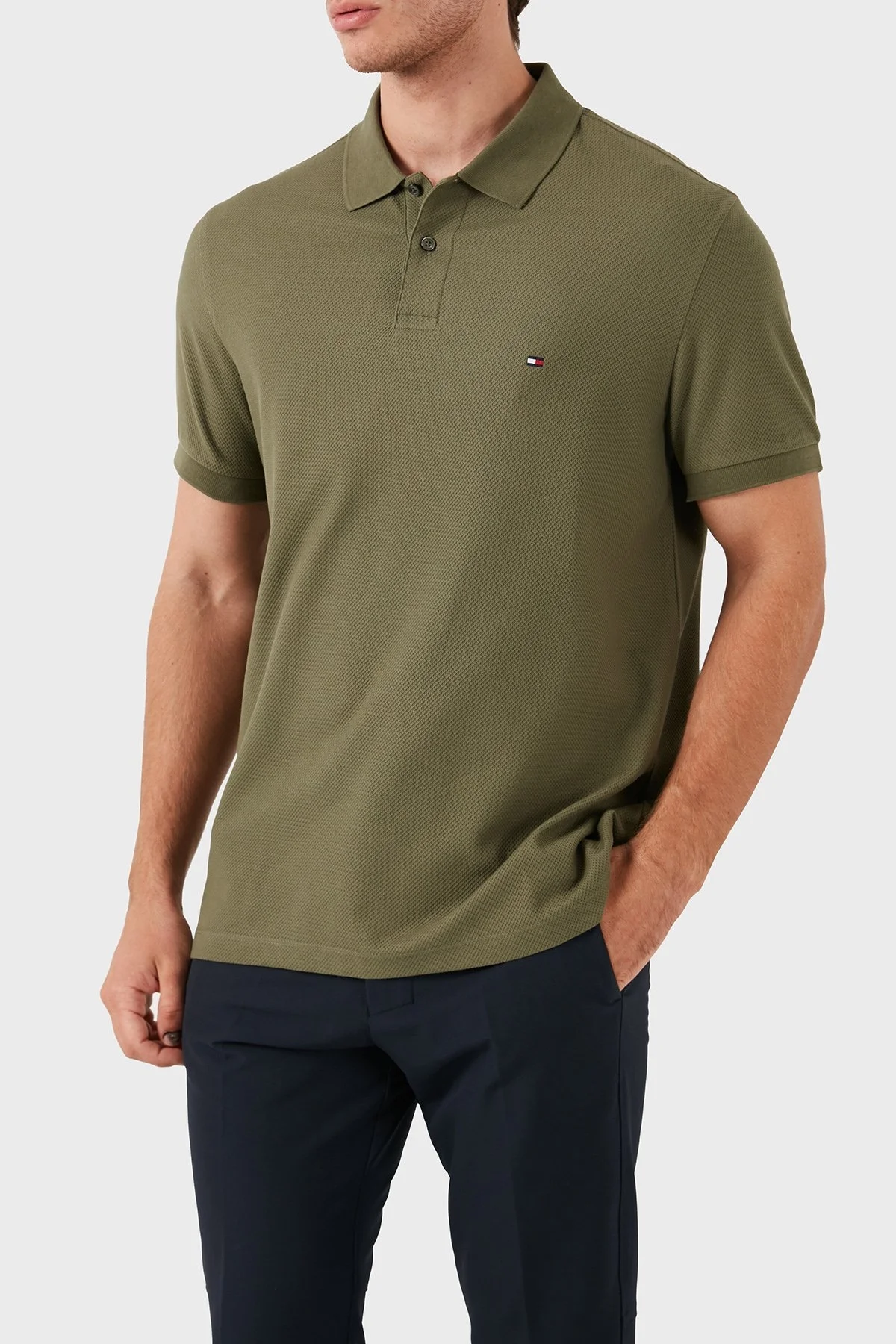 Tommy Hilfiger Pamuklu Erkek Polo Yaka T Shirt MW0MW35626 MSH YEŞİL - 8