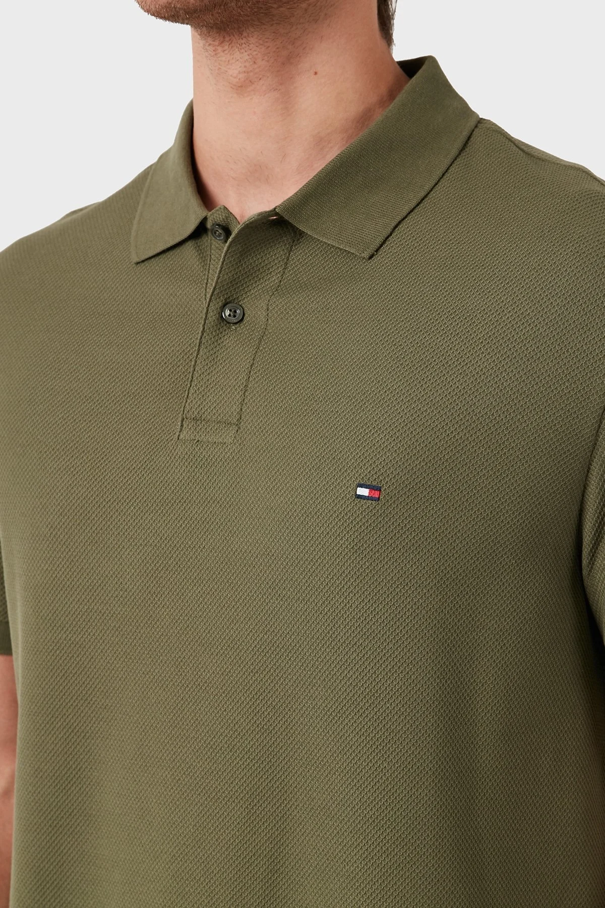 Tommy Hilfiger Pamuklu Erkek Polo Yaka T Shirt MW0MW35626 MSH YEŞİL - 10