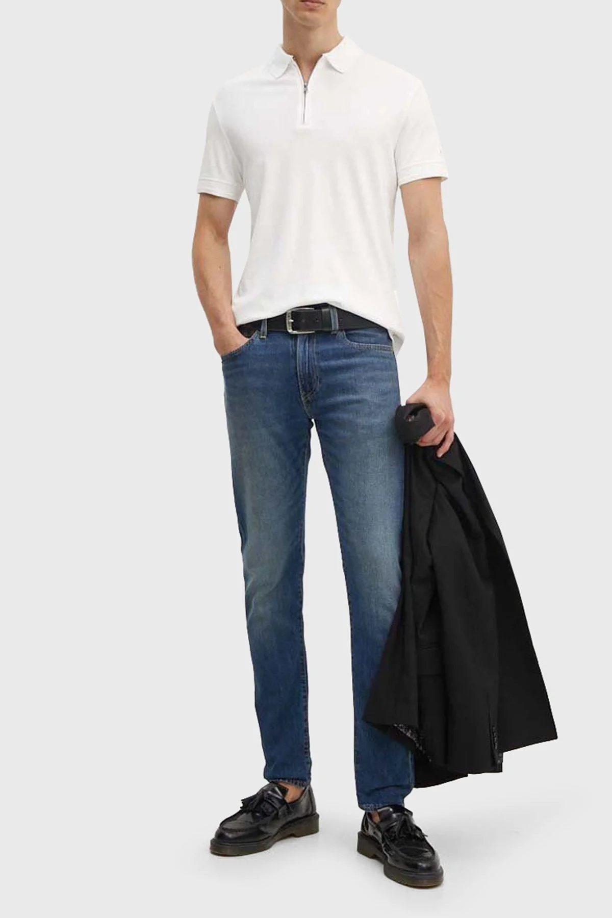 Tommy Hilfiger Pamuklu Fermuarlı Erkek Polo Yaka T Shirt MW0MW34746 YBL BEYAZ - 3