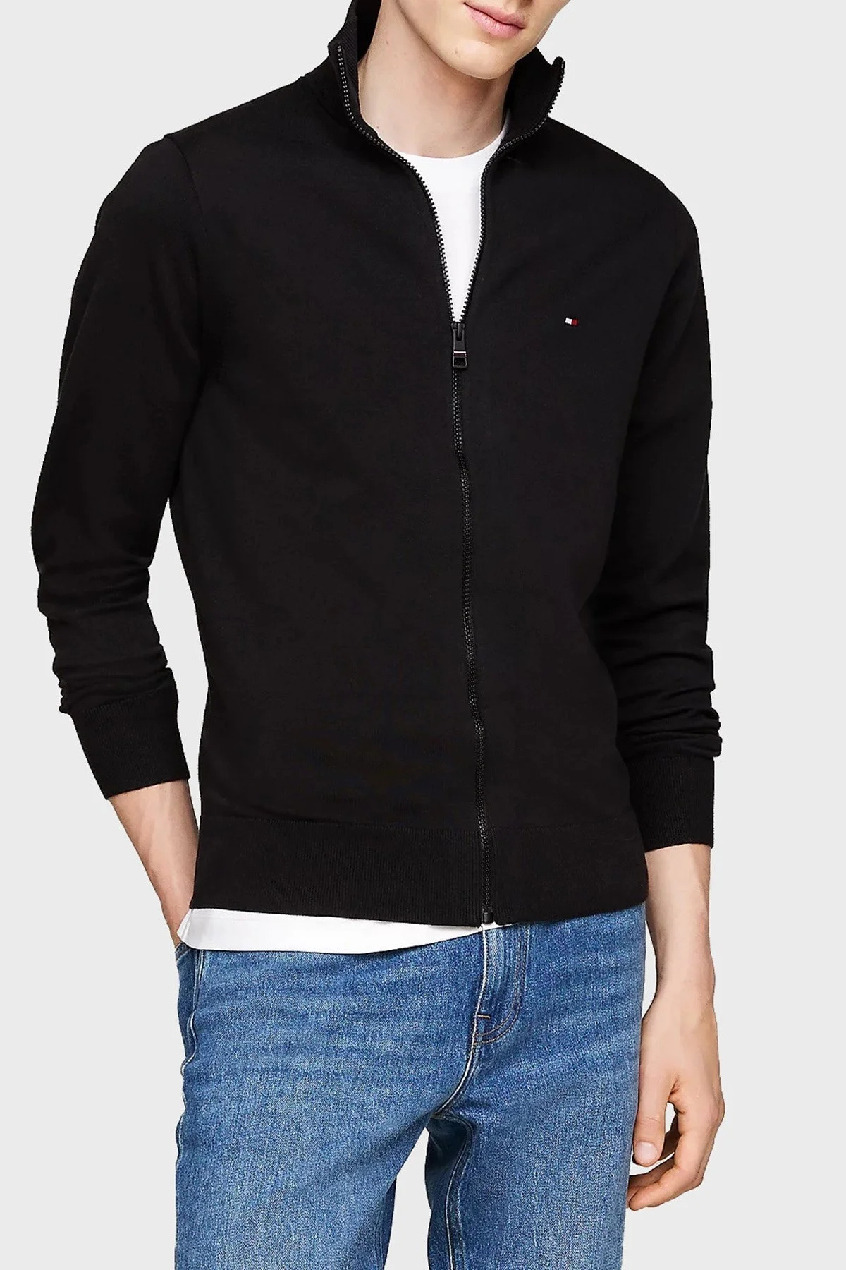 Tommy Hilfiger Pamuklu Fermuarlı Erkek Sweat MW0MW22747 BDS SİYAH - 1