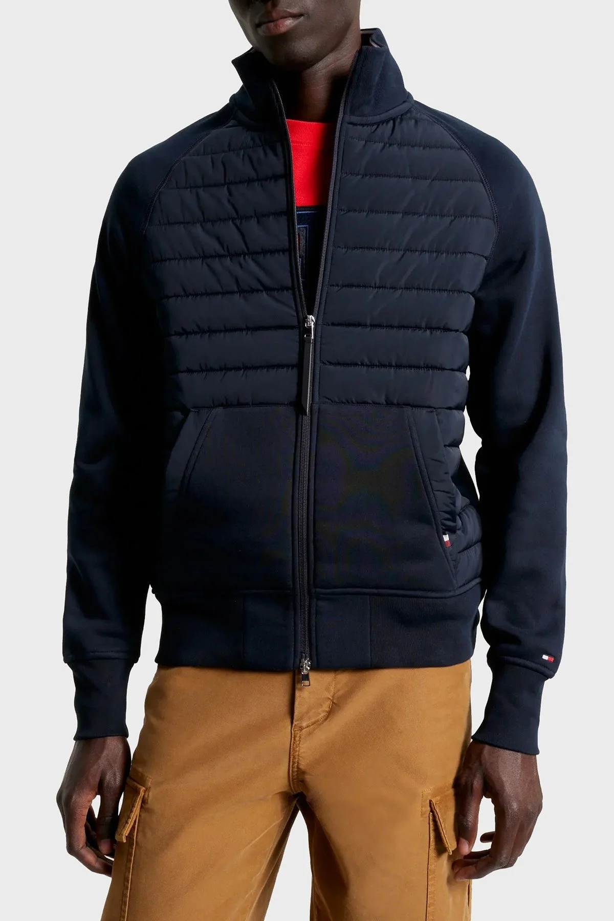Tommy Hilfiger Pamuklu Fermuarlı Önü Kapitoneli Dik Yaka Regular Fit Erkek Sweat MW0MW32686 DW5 LACİVERT - 1