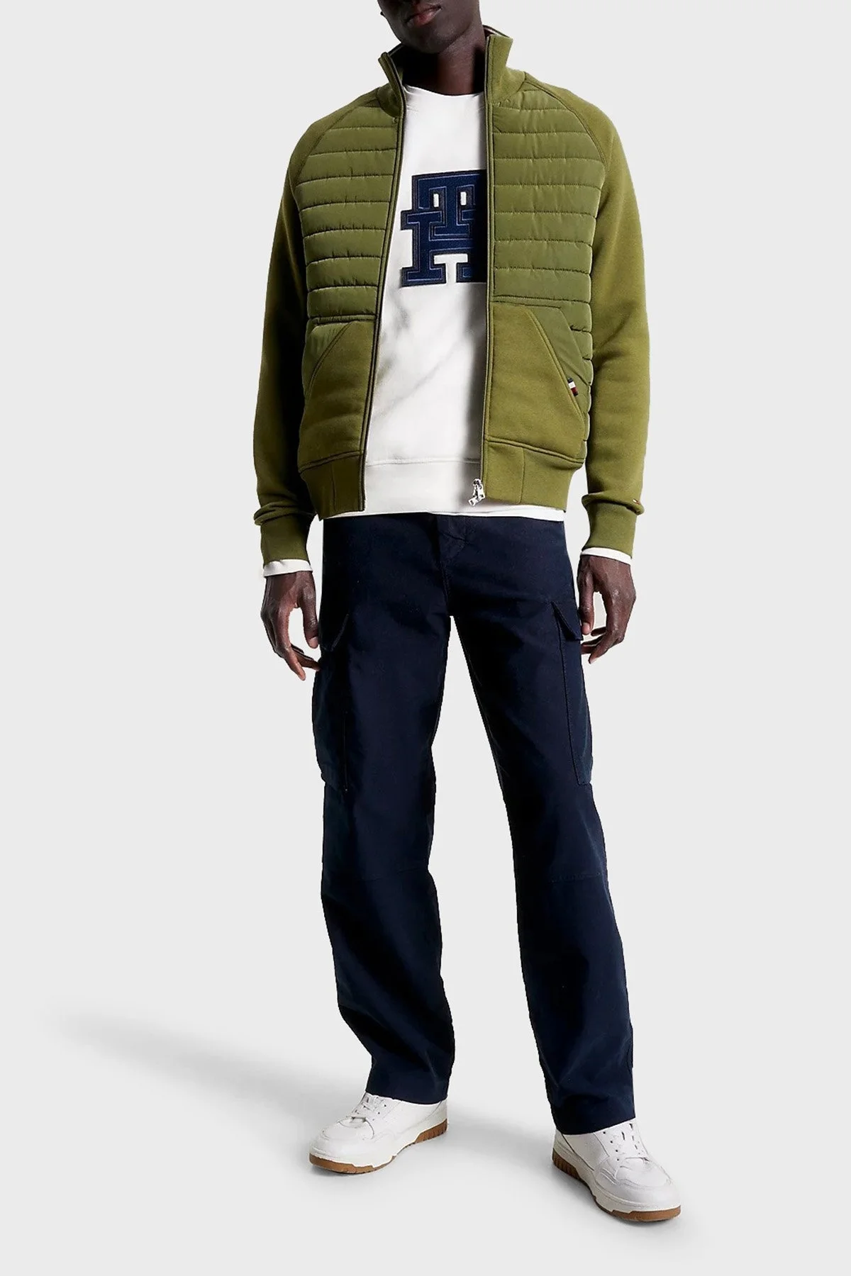 Tommy Hilfiger Pamuklu Fermuarlı Önü Kapitoneli Dik Yaka Regular Fit Erkek Sweat MW0MW32686 MS2 KOYU YEŞİL - 2