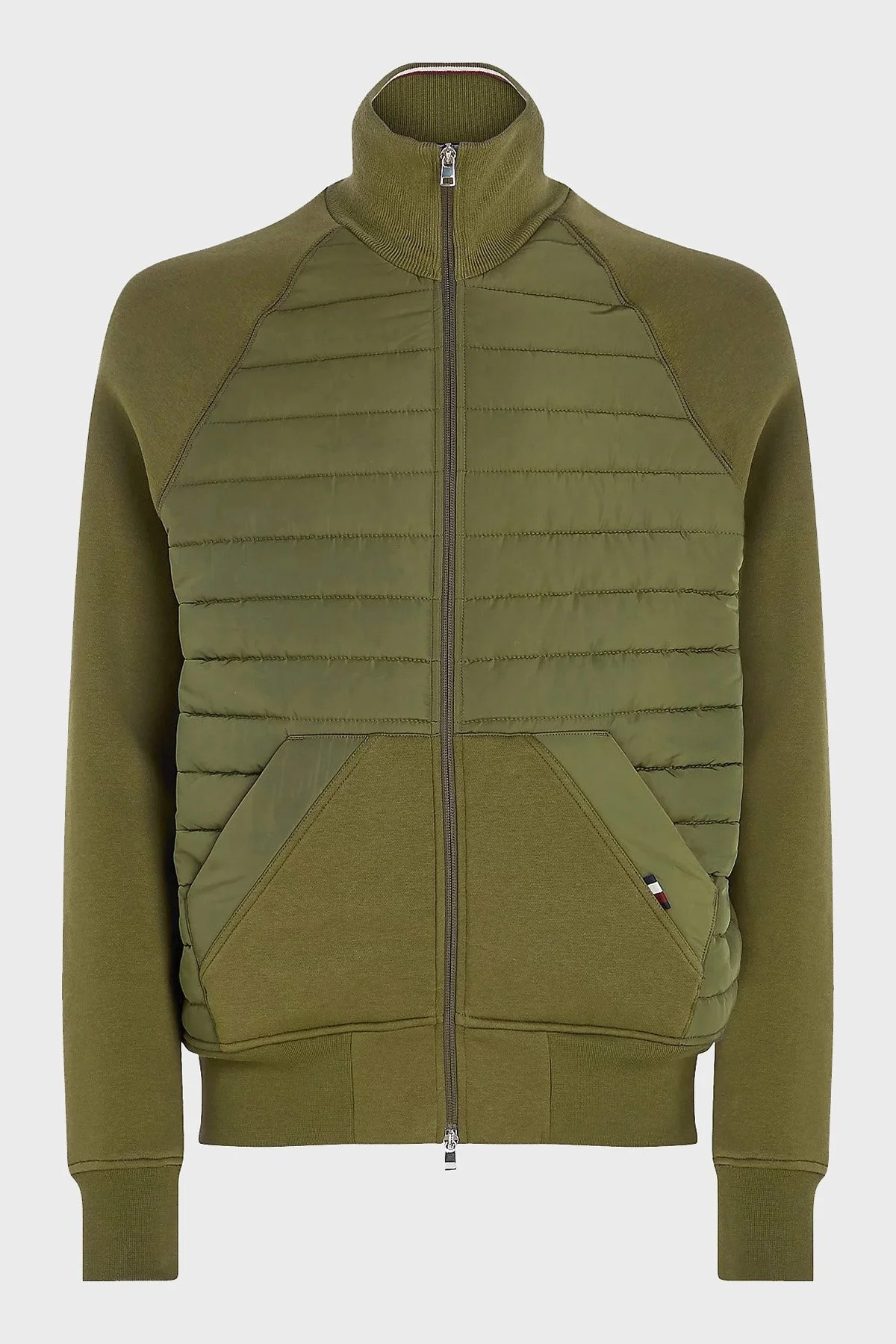 Tommy Hilfiger Pamuklu Fermuarlı Önü Kapitoneli Dik Yaka Regular Fit Erkek Sweat MW0MW32686 MS2 KOYU YEŞİL - 5