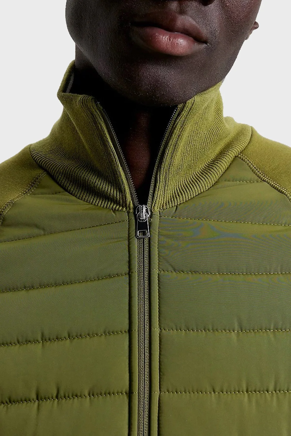 Tommy Hilfiger Pamuklu Fermuarlı Önü Kapitoneli Dik Yaka Regular Fit Erkek Sweat MW0MW32686 MS2 KOYU YEŞİL - 9