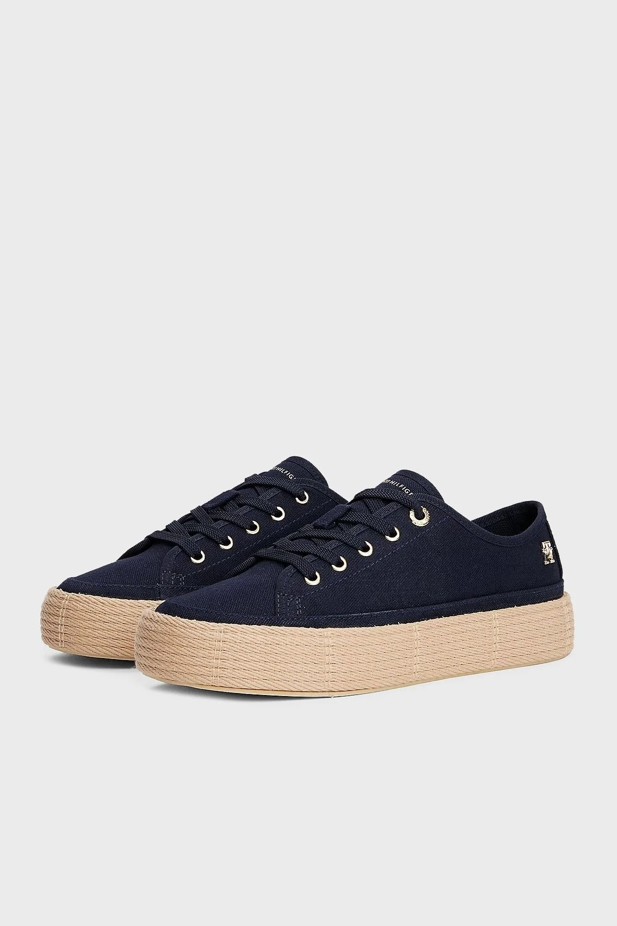 Tommy Hilfiger Pamuklu Hasır Detaylı Sneaker Bayan Ayakkabı FW0FW08404 DW6 LACİVERT - 3