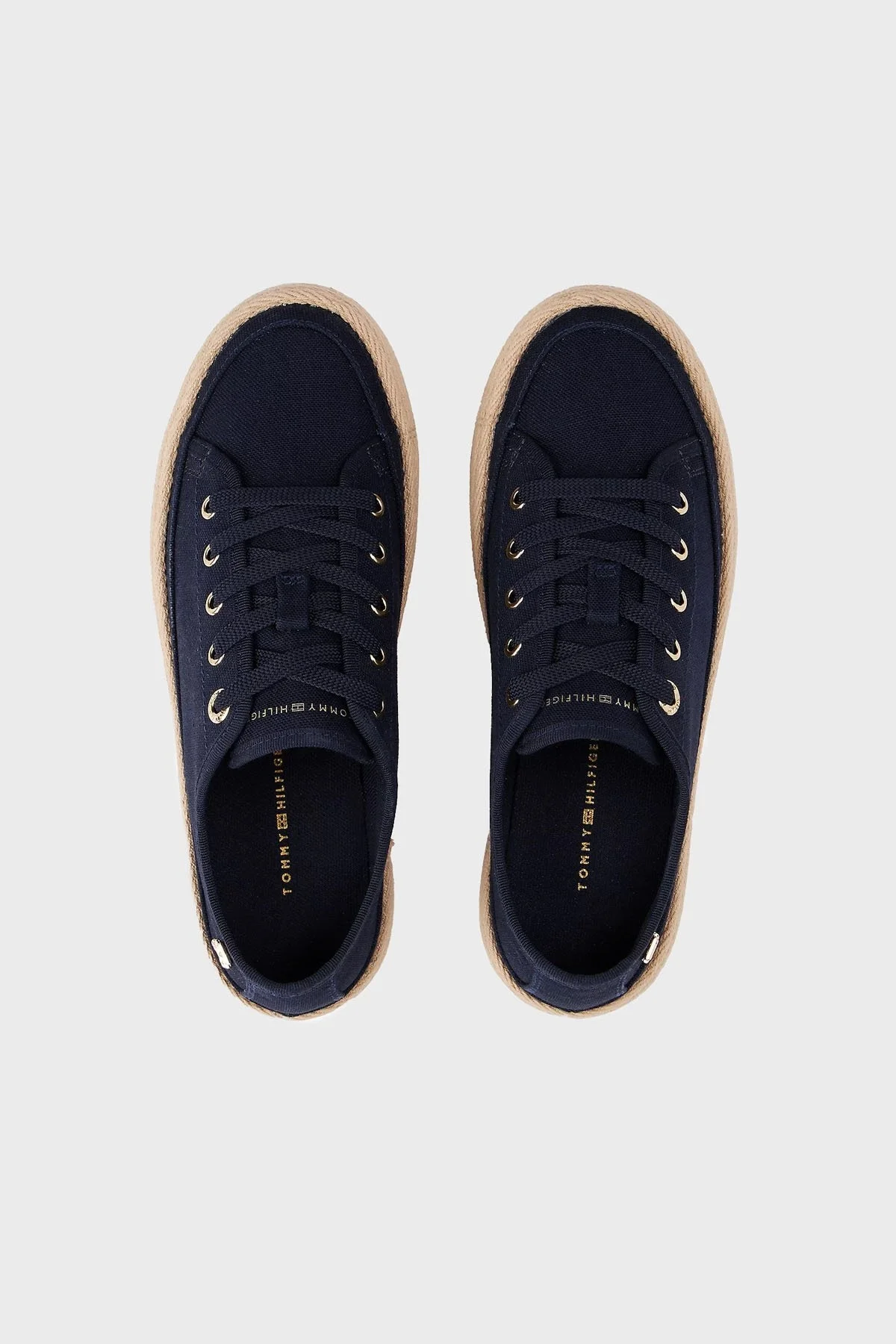 Tommy Hilfiger Pamuklu Hasır Detaylı Sneaker Bayan Ayakkabı FW0FW08404 DW6 LACİVERT - 4