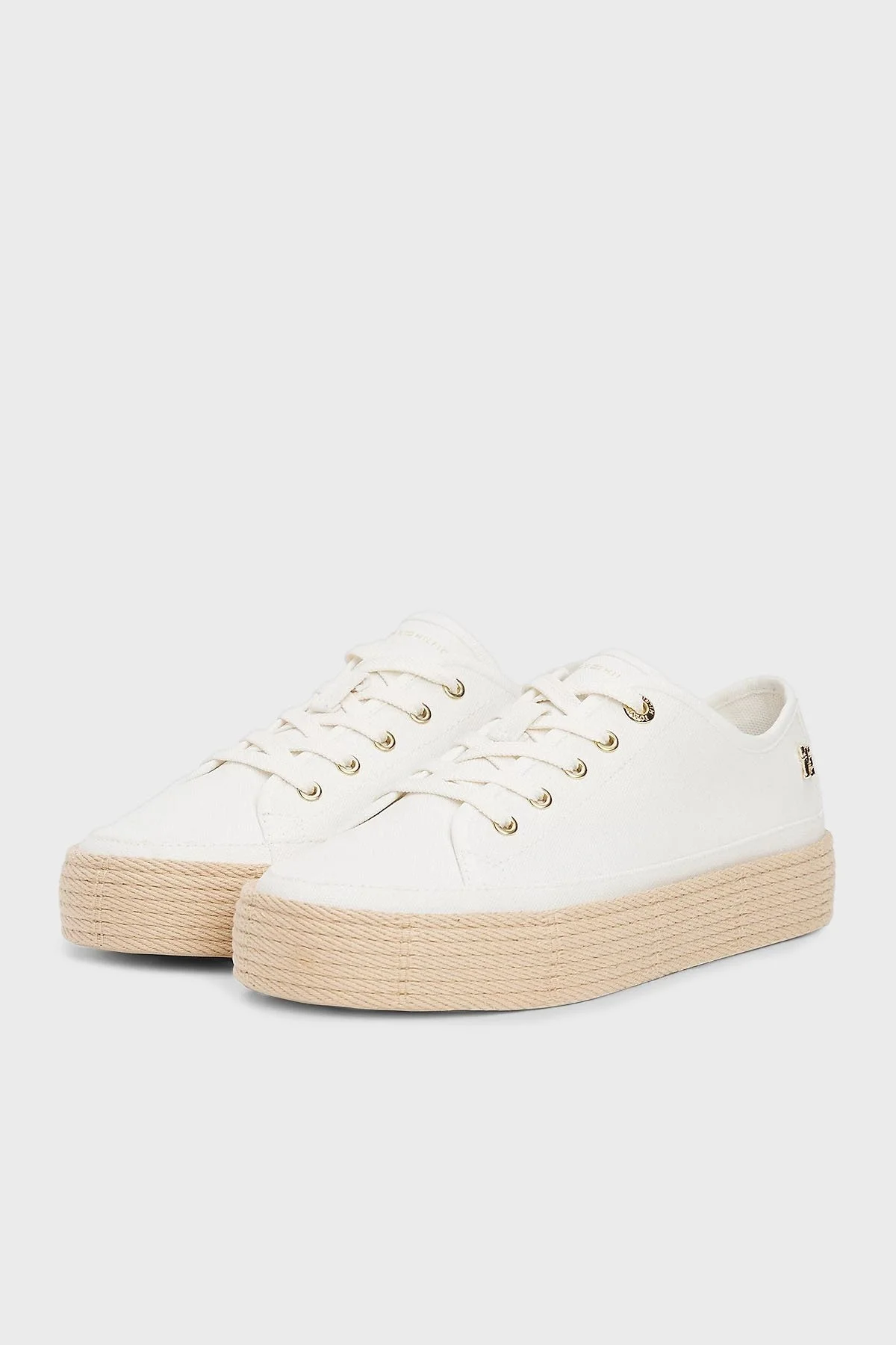 Tommy Hilfiger Pamuklu Hasır Detaylı Sneaker Bayan Ayakkabı FW0FW08404 YBH BEYAZ - 3